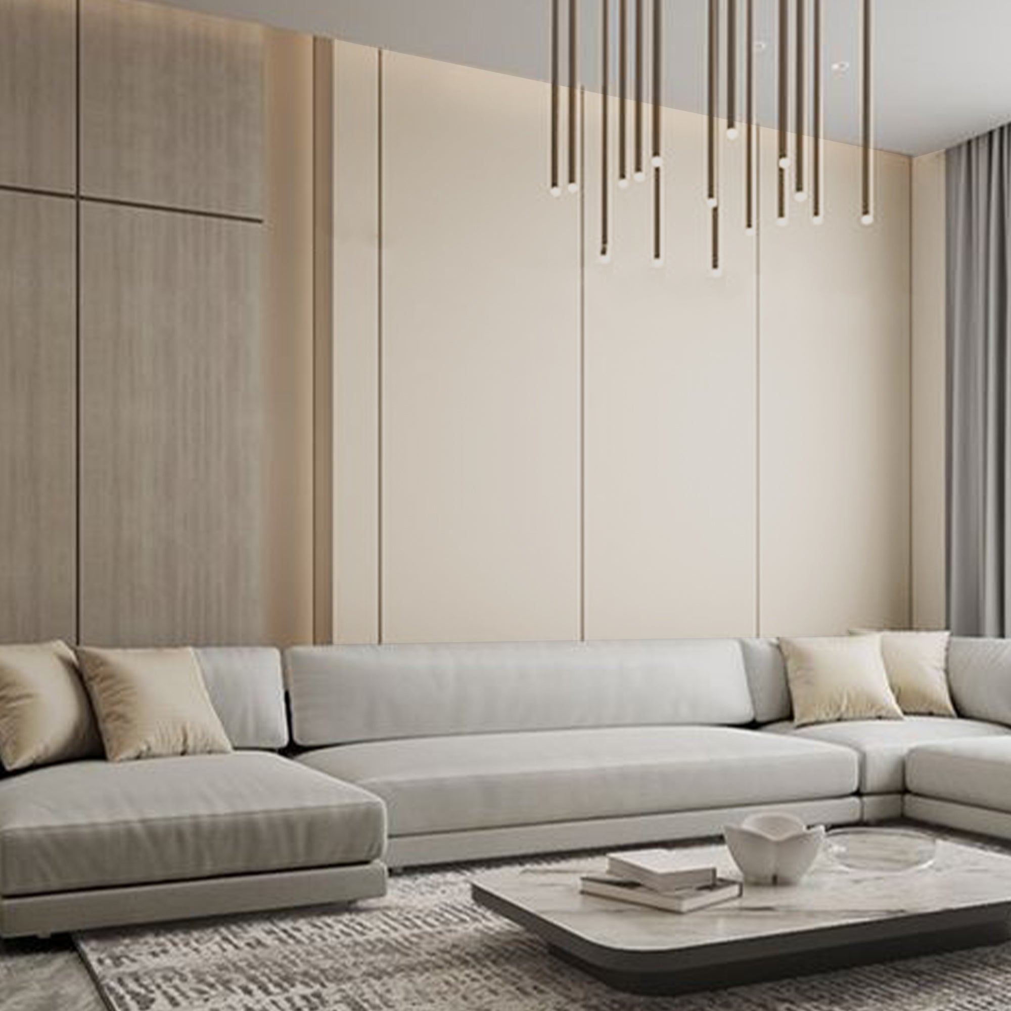 PET MDF Wall Panel (122x280x1.8cm, E2, PROTECTIVE FILM) WQ63127M (Light Gray) - Wall Panels - ebarza Furniture UAE | Shop Modern Furniture in Abu Dhabi & Dubai - مفروشات ايبازرا في الامارات | تسوق اثاث عصري وديكورات مميزة في دبي وابوظبي