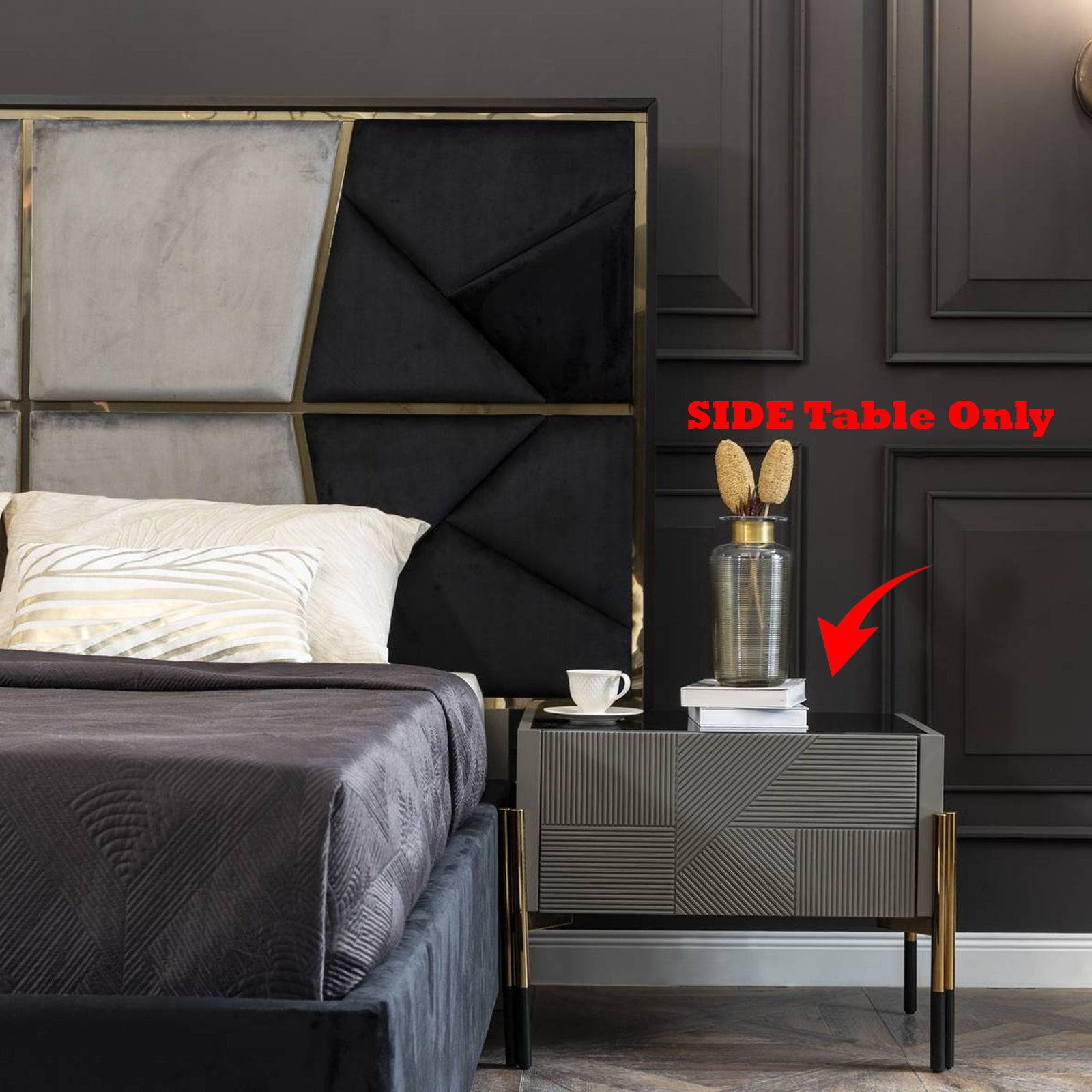 2X Grey Bedside Tables  Diva022-Table -  Bedside Tables - ebarza Furniture UAE | Shop Modern Furniture in Abu Dhabi & Dubai - مفروشات ايبازرا في الامارات | تسوق اثاث عصري وديكورات مميزة في دبي وابوظبي