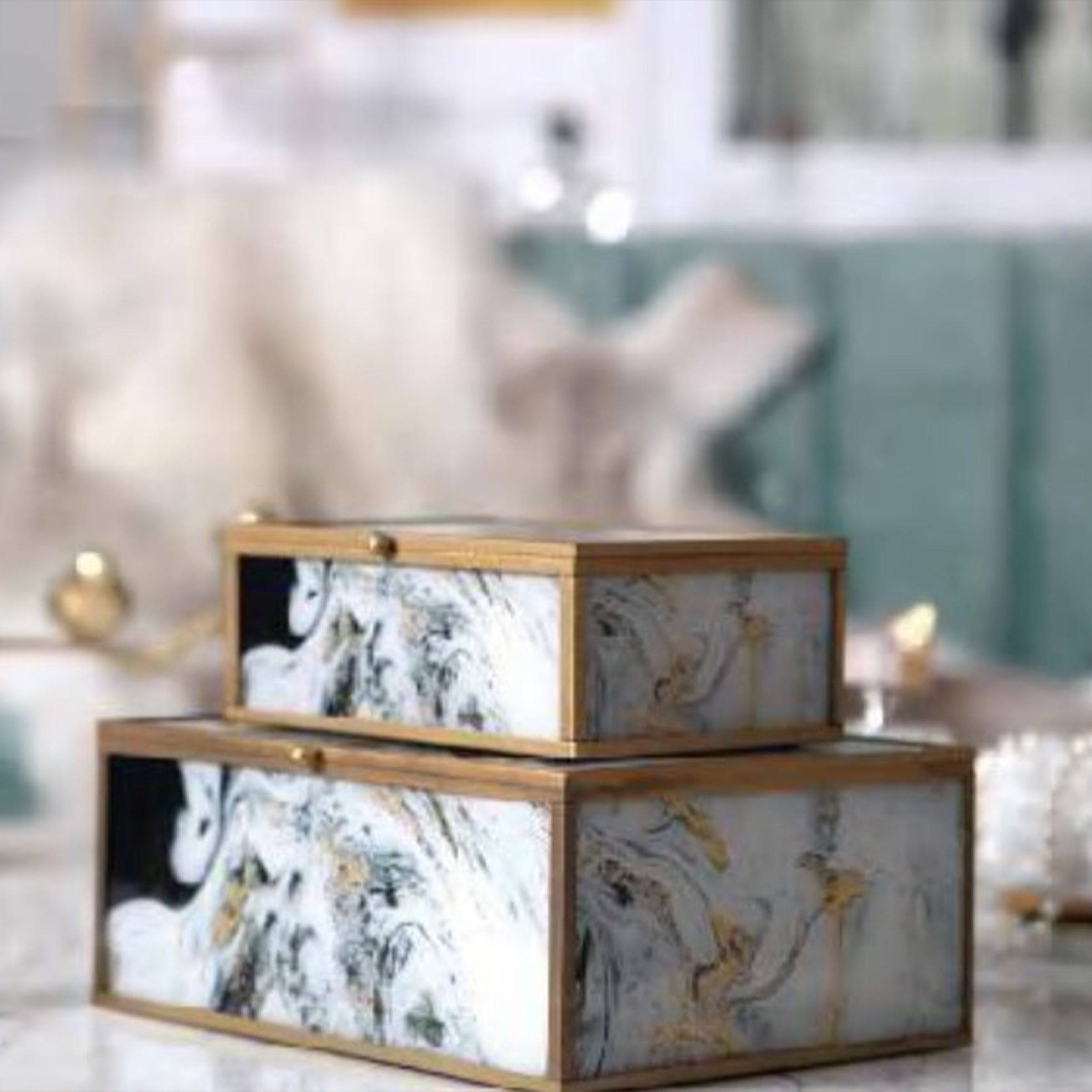 2X Handmade Decorative/Jewelry Box Facbj11A+Facbj11B - Decorative Boxes - ebarza Furniture UAE | Shop Modern Furniture in Abu Dhabi & Dubai - مفروشات ايبازرا في الامارات | تسوق اثاث عصري وديكورات مميزة في دبي وابوظبي