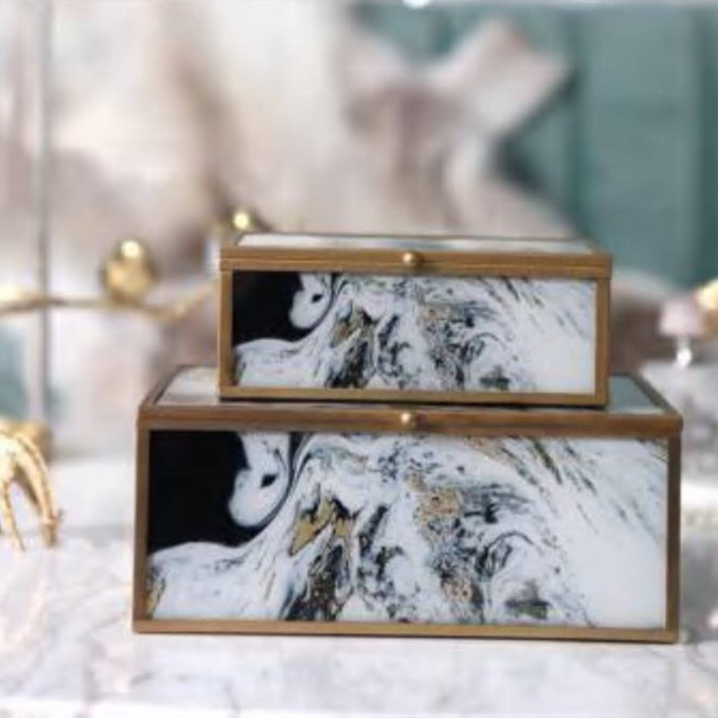 2X Handmade Decorative/Jewelry Box Facbj11A+Facbj11B - Decorative Boxes - ebarza Furniture UAE | Shop Modern Furniture in Abu Dhabi & Dubai - مفروشات ايبازرا في الامارات | تسوق اثاث عصري وديكورات مميزة في دبي وابوظبي