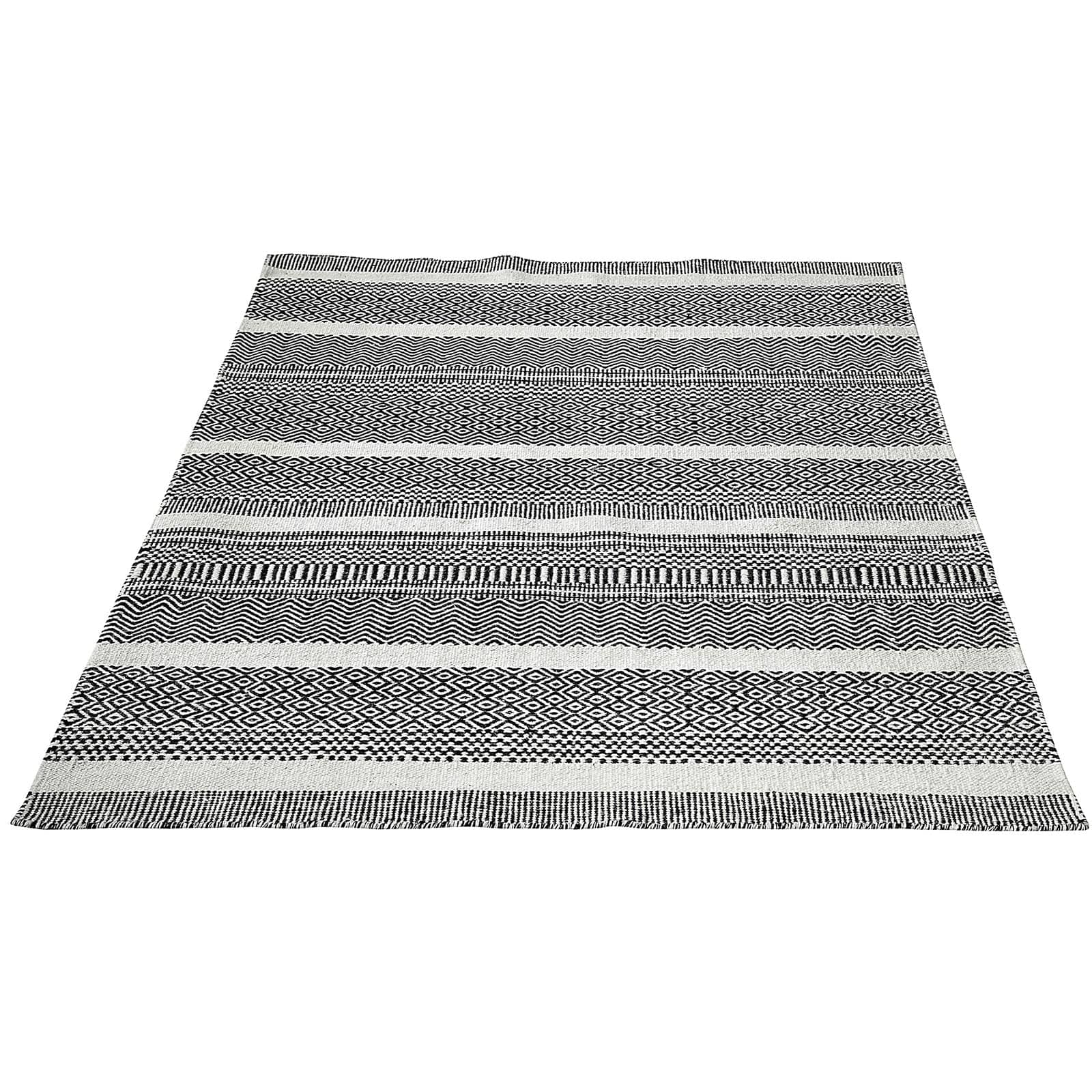 300X200 Cm Calvin Handmade Wool Rug Calvin-Cv-21-Xl (Black+White) - Rugs - ebarza Furniture UAE | Shop Modern Furniture in Abu Dhabi & Dubai - مفروشات ايبازرا في الامارات | تسوق اثاث عصري وديكورات مميزة في دبي وابوظبي