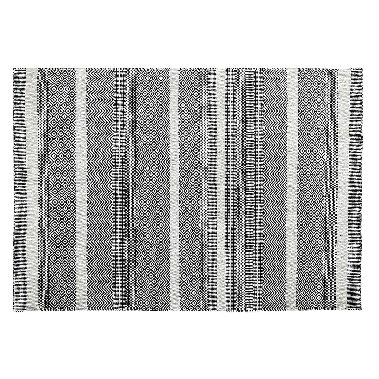 300X200 Cm Calvin Handmade Wool Rug Calvin-Cv-21-Xl (Black+White) - Rugs - ebarza Furniture UAE | Shop Modern Furniture in Abu Dhabi & Dubai - مفروشات ايبازرا في الامارات | تسوق اثاث عصري وديكورات مميزة في دبي وابوظبي