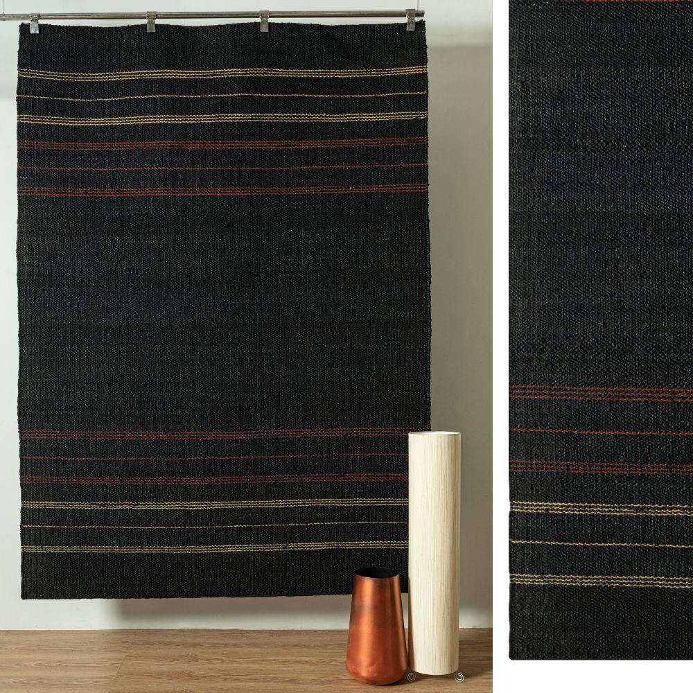 300X200 Cm Hand Woven Jute Black Red Rug Jhd-7002Br-Xl - Rugs - ebarza Furniture UAE | Shop Modern Furniture in Abu Dhabi & Dubai - مفروشات ايبازرا في الامارات | تسوق اثاث عصري وديكورات مميزة في دبي وابوظبي
