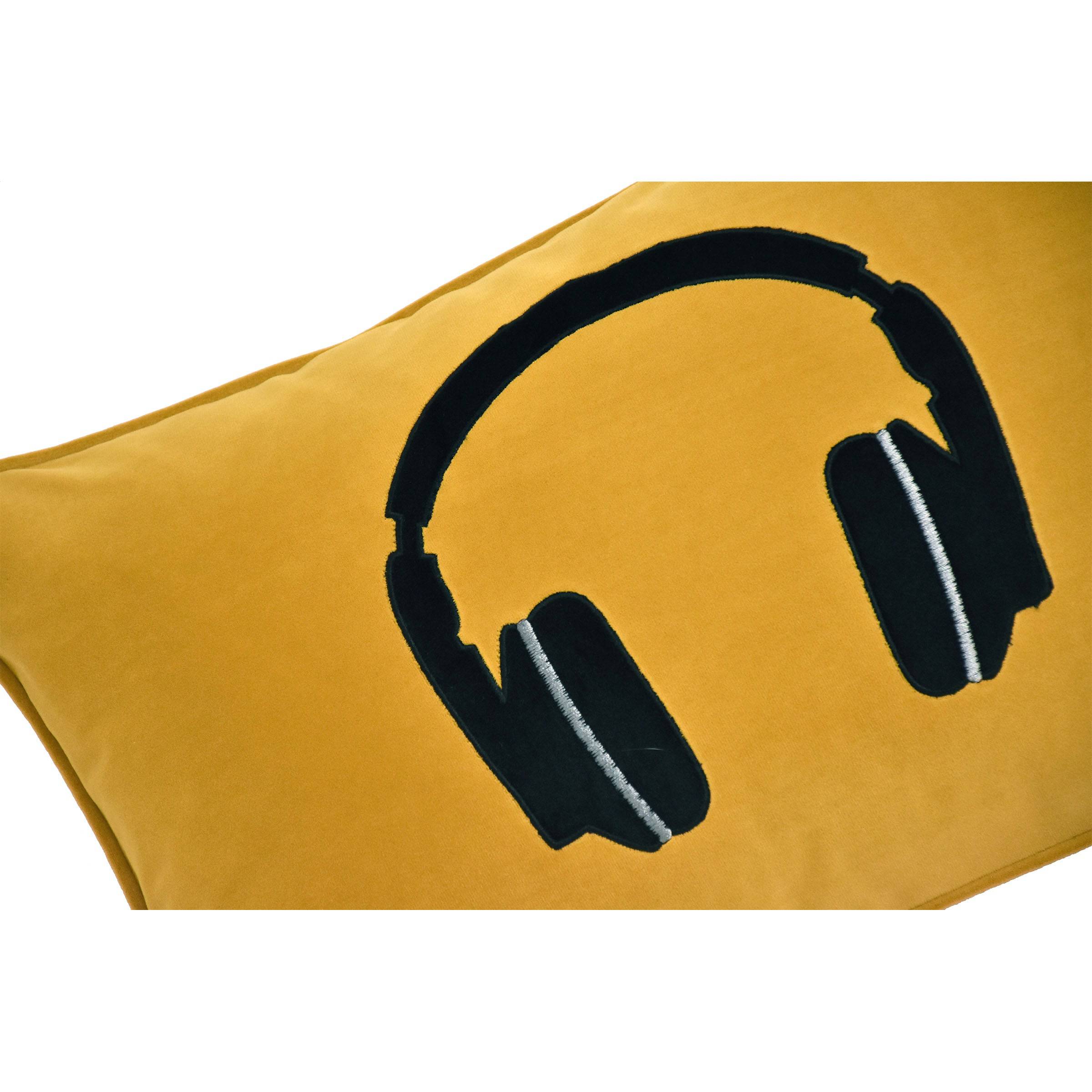 30X55 Cm Headphone Embroidered Throw Cushion Ecc-029 - Cushions - ebarza Furniture UAE | Shop Modern Furniture in Abu Dhabi & Dubai - مفروشات ايبازرا في الامارات | تسوق اثاث عصري وديكورات مميزة في دبي وابوظبي