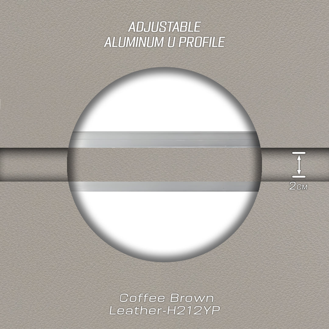 320H-ALUMINUM PROFILE- ADJUSTABLE U-PROFILE COLOUR: Coffee Brown Leather-H212YP