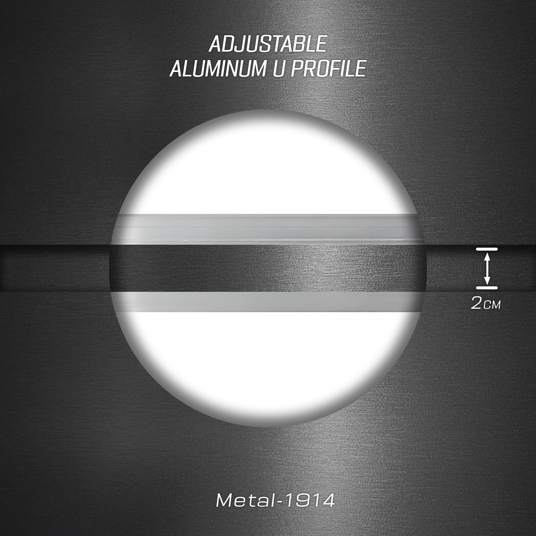 320H-ALUMINUM PROFILE- ADJUSTABLE U-PROFILE COLOUR: Gun Black Brushed Metal-1914