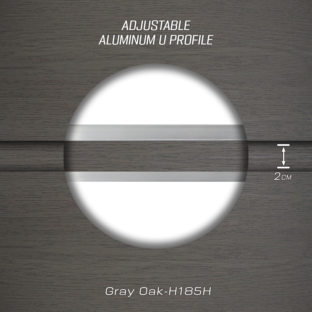 320H-ALUMINUM PROFILE- ADJUSTABLE U-PROFILE COLOUR: Manhattan Gray Oak-H185H