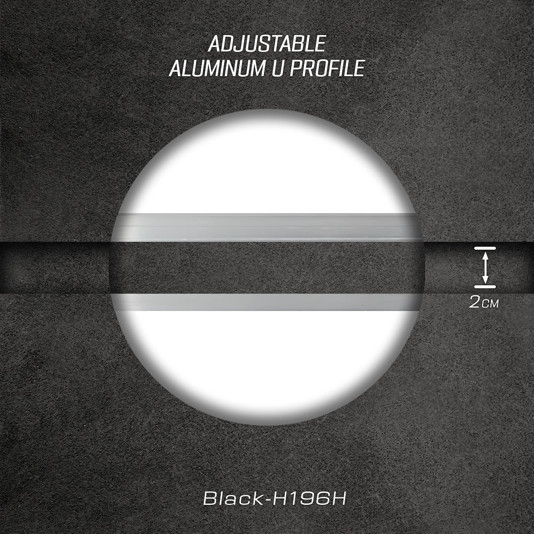 320H-ALUMINUM PROFILE- ADJUSTABLE U-PROFILE COLOUR: Obsidian Black-H196H