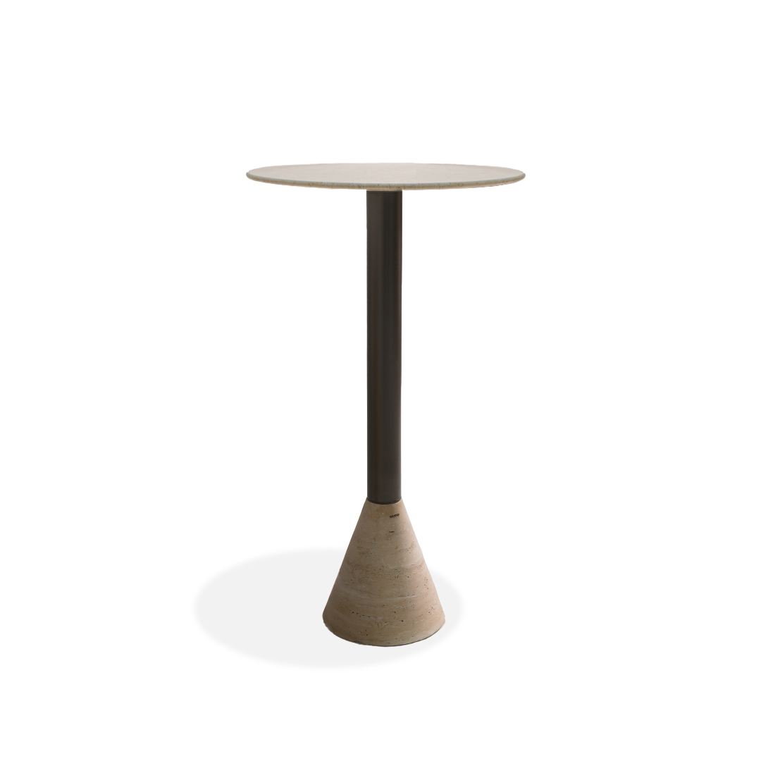 Madrid Travertine Marble Bar Table ST8644-60B-Gun black - Bar Tables - ebarza Furniture UAE | Shop Modern Furniture in Abu Dhabi & Dubai - مفروشات ايبازرا في الامارات | تسوق اثاث عصري وديكورات مميزة في دبي وابوظبي
