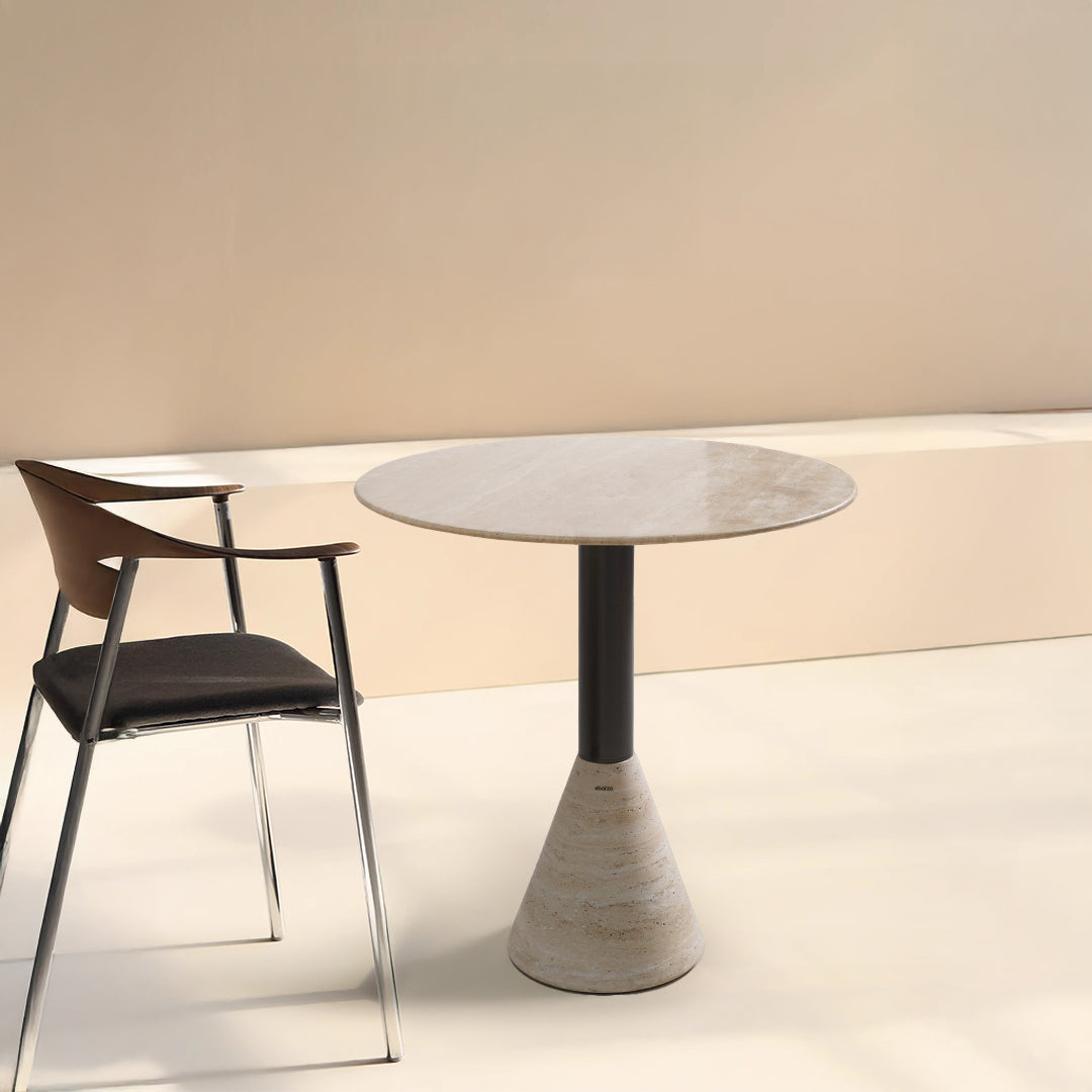 Pre-order 65 Days Delivery Madridl Travertine Marble Dining Table ST8644-70A-Gun black - Side Tables - ebarza Furniture UAE | Shop Modern Furniture in Abu Dhabi & Dubai - مفروشات ايبازرا في الامارات | تسوق اثاث عصري وديكورات مميزة في دبي وابوظبي