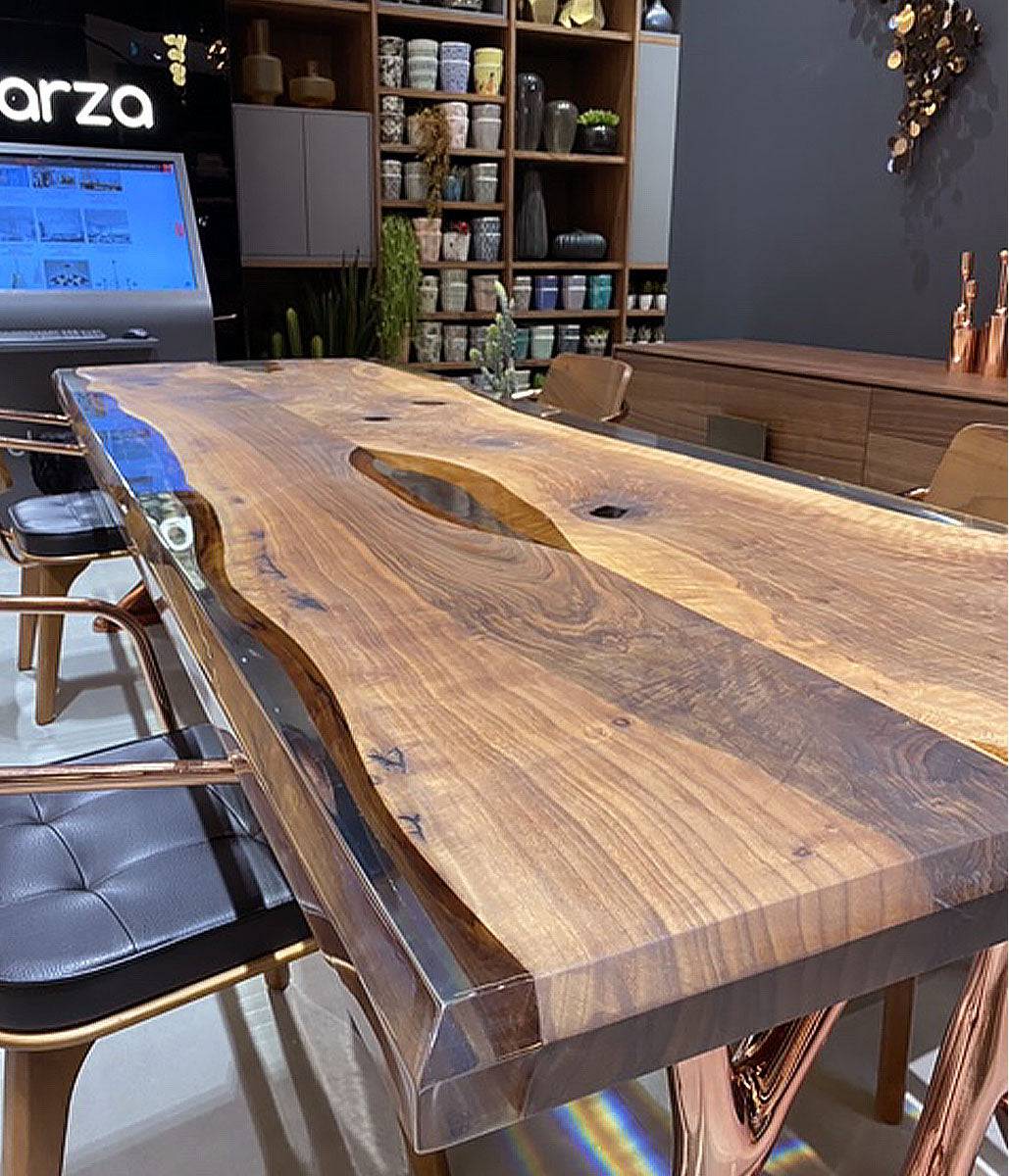350X100 Cm Live Edge Resin Dining Table Top San350X100 - Table Tops - ebarza Furniture UAE | Shop Modern Furniture in Abu Dhabi & Dubai - مفروشات ايبازرا في الامارات | تسوق اثاث عصري وديكورات مميزة في دبي وابوظبي