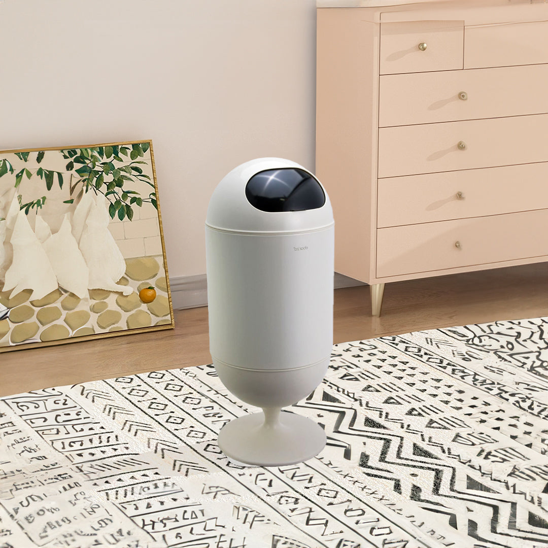 Capsule Shape Press Type Trash Can - 16062P-20L-S - Cream - Bathroom Accessories - ebarza Furniture UAE | Shop Modern Furniture in Abu Dhabi & Dubai - مفروشات ايبازرا في الامارات | تسوق اثاث عصري وديكورات مميزة في دبي وابوظبي