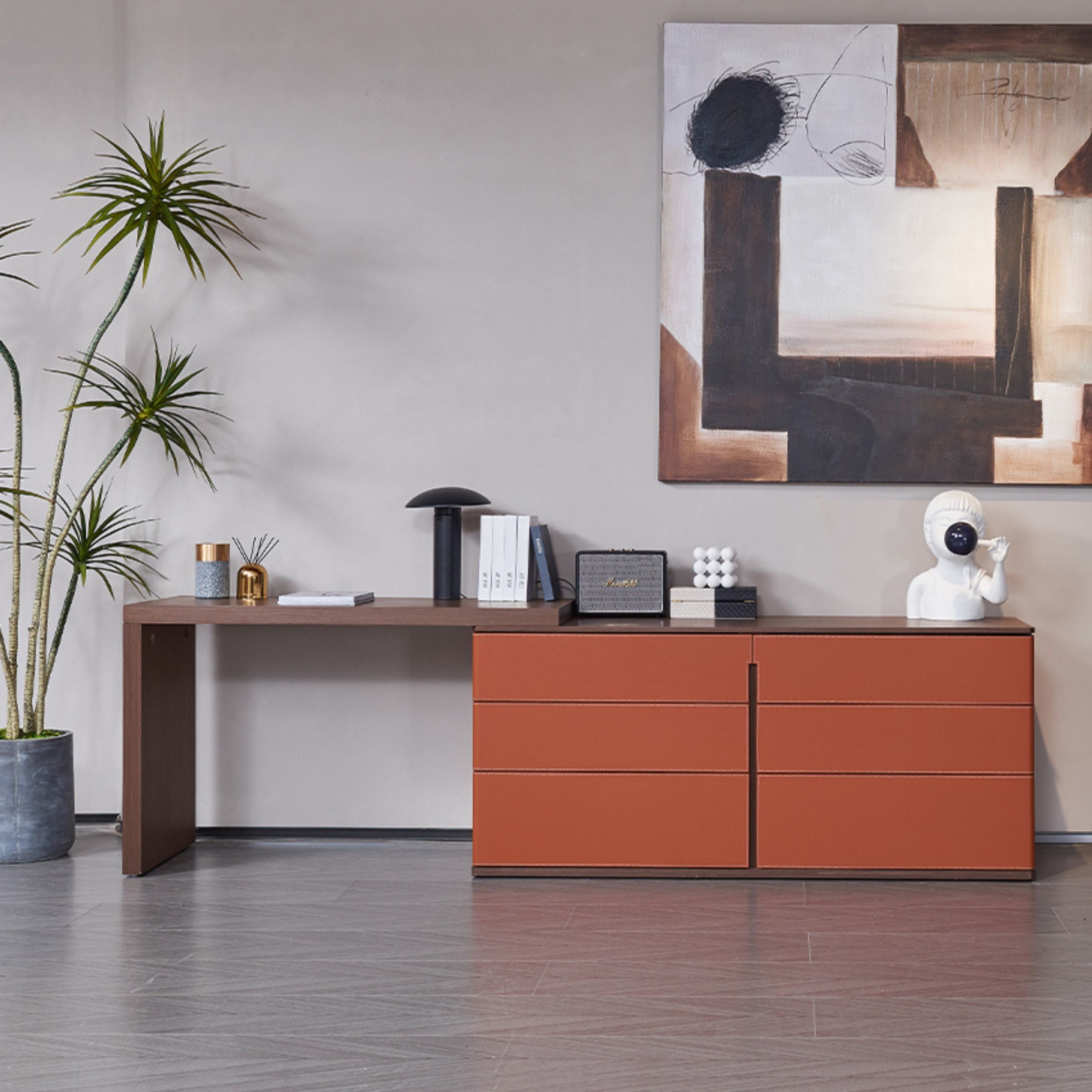 Mycroft Saddle Leather Desk / Cabinet MLL-T02-1 - Office Desks - ebarza Furniture UAE | Shop Modern Furniture in Abu Dhabi & Dubai - مفروشات ايبازرا في الامارات | تسوق اثاث عصري وديكورات مميزة في دبي وابوظبي