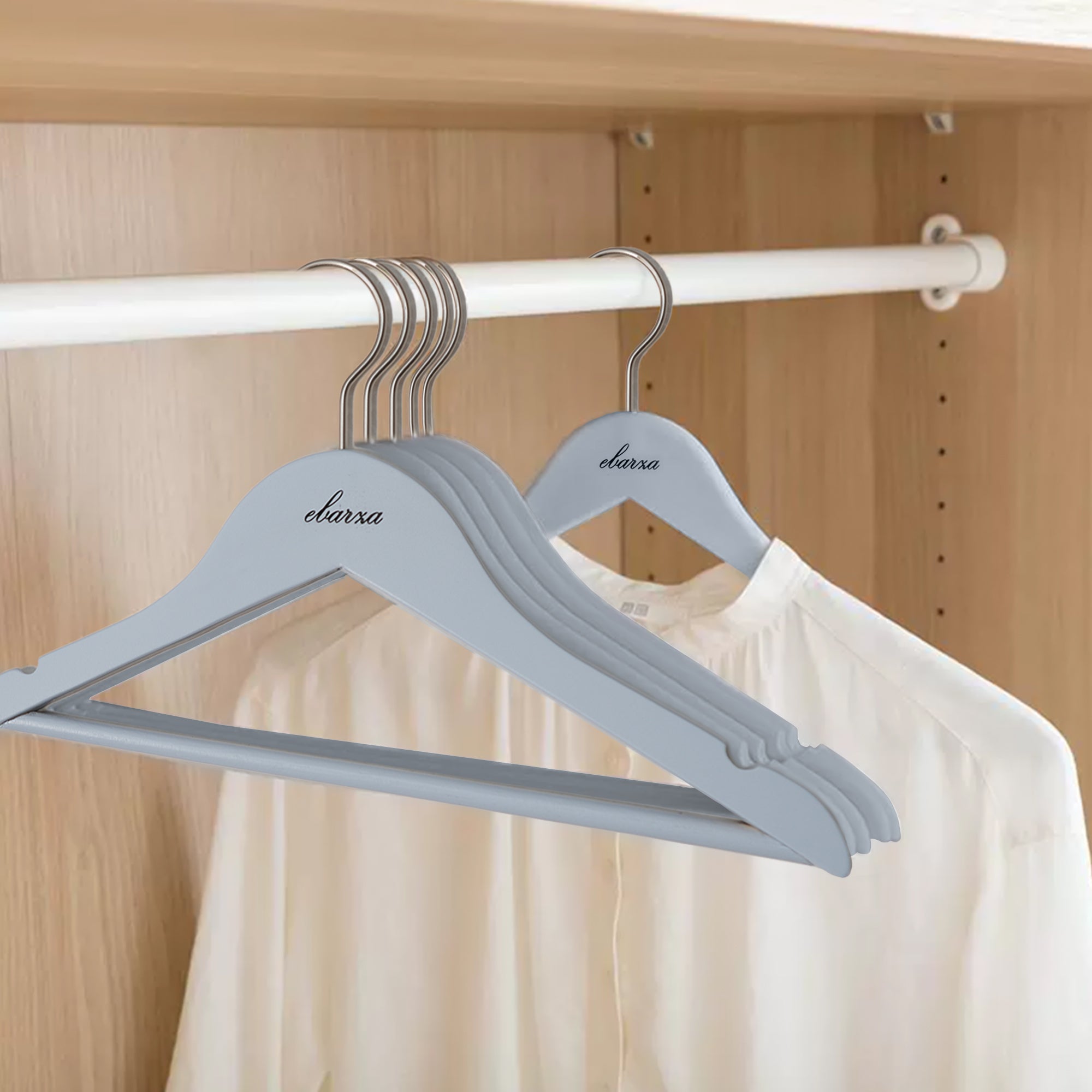 Set of 3 Lotus Wood Light Blue Finish Kids Hanger LSM003-BLU - Hangers - ebarza Furniture UAE | Shop Modern Furniture in Abu Dhabi & Dubai - مفروشات ايبازرا في الامارات | تسوق اثاث عصري وديكورات مميزة في دبي وابوظبي