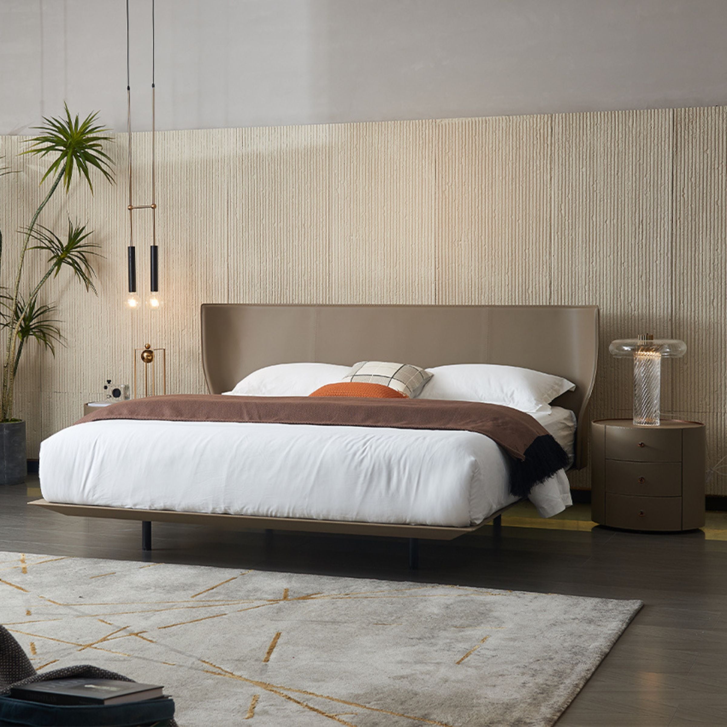 Verona King Size Bed MLL-F13 Beige -  Bedsteads - ebarza Furniture UAE | Shop Modern Furniture in Abu Dhabi & Dubai - مفروشات ايبازرا في الامارات | تسوق اثاث عصري وديكورات مميزة في دبي وابوظبي