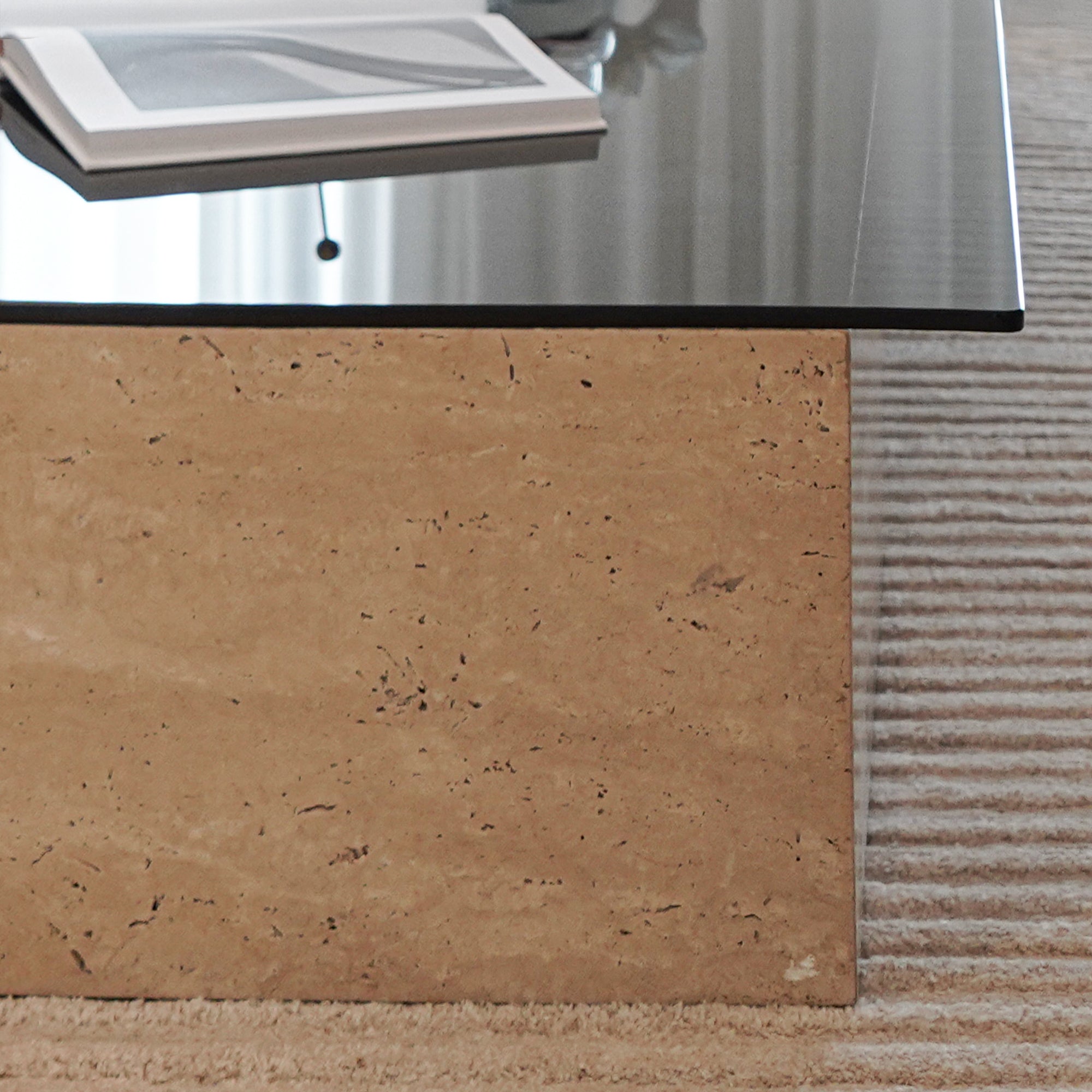 Travertine Coffee Table JA017 - Coffee Tables - ebarza Furniture UAE | Shop Modern Furniture in Abu Dhabi & Dubai - مفروشات ايبازرا في الامارات | تسوق اثاث عصري وديكورات مميزة في دبي وابوظبي