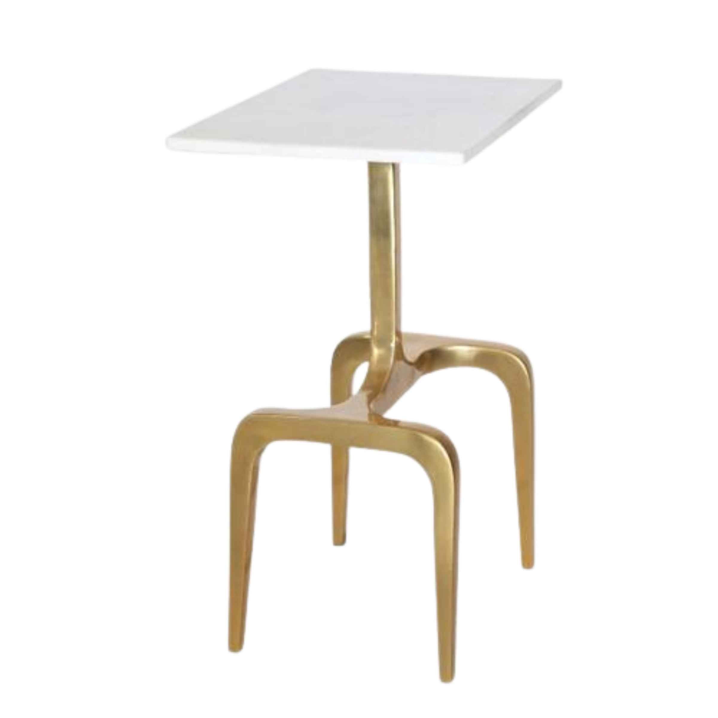 As Is - 4-Legged Accent Table 55 Cm With Top White Marble - Gold 14845-01 -  DISPLAY ITEM - ebarza Furniture UAE | Shop Modern Furniture in Abu Dhabi & Dubai - مفروشات ايبازرا في الامارات | تسوق اثاث عصري وديكورات مميزة في دبي وابوظبي