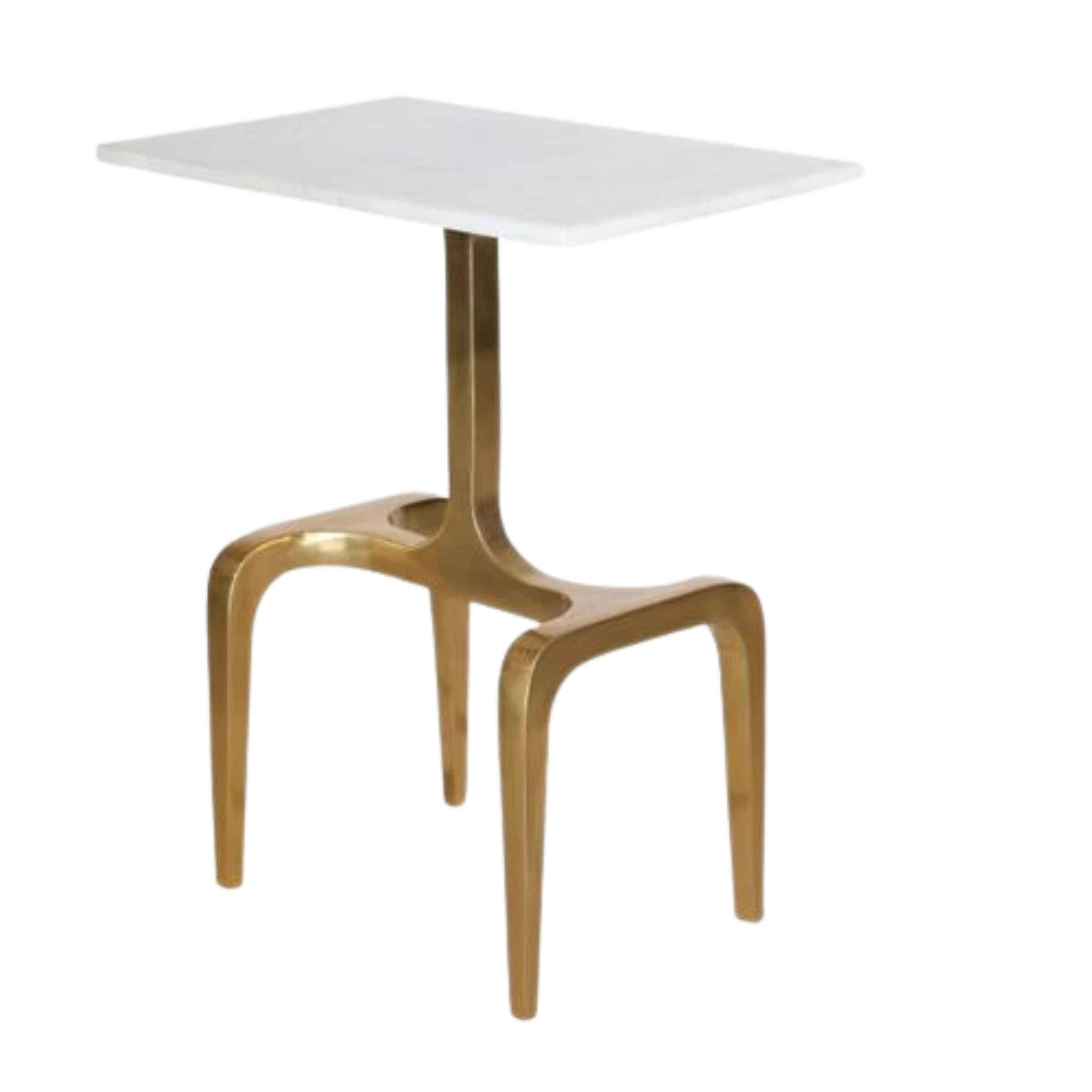 As Is - 4-Legged Accent Table 55 Cm With Top White Marble - Gold 14845-01 -  DISPLAY ITEM - ebarza Furniture UAE | Shop Modern Furniture in Abu Dhabi & Dubai - مفروشات ايبازرا في الامارات | تسوق اثاث عصري وديكورات مميزة في دبي وابوظبي