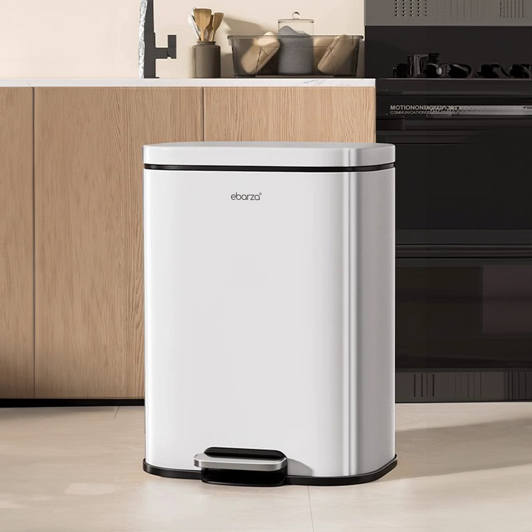 Fashion Rectangle Soft-Close Trash Can - Cream Matt - 10074P-3L - Bathroom Accessories - ebarza Furniture UAE | Shop Modern Furniture in Abu Dhabi & Dubai - مفروشات ايبازرا في الامارات | تسوق اثاث عصري وديكورات مميزة في دبي وابوظبي