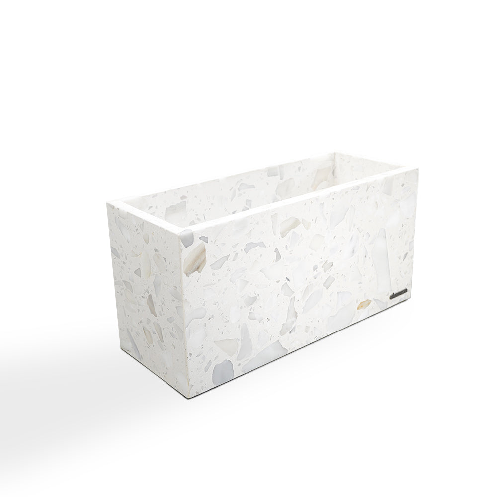Terrazzo White Planter Box 306-N012 - Planter Boxes - ebarza Furniture UAE | Shop Modern Furniture in Abu Dhabi & Dubai - مفروشات ايبازرا في الامارات | تسوق اثاث عصري وديكورات مميزة في دبي وابوظبي