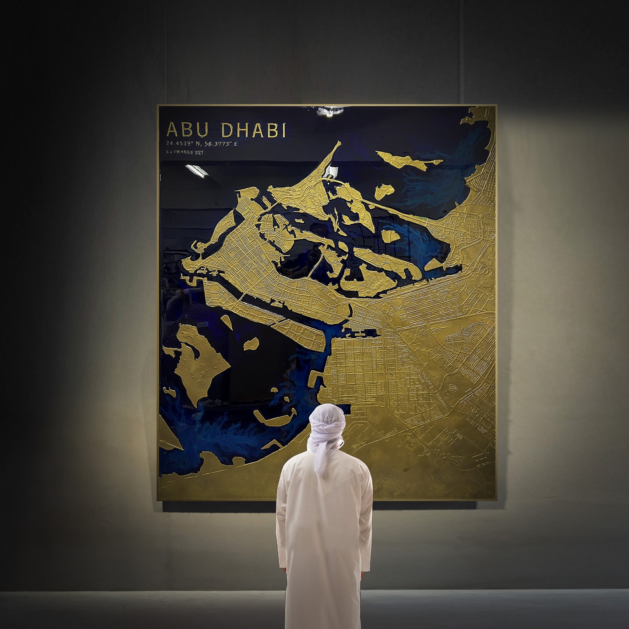 Abu Dhabi Map Handmade Painting 140x170 cm PCA-002B -  Paintings - ebarza Furniture UAE | Shop Modern Furniture in Abu Dhabi & Dubai - مفروشات ايبازرا في الامارات | تسوق اثاث عصري وديكورات مميزة في دبي وابوظبي