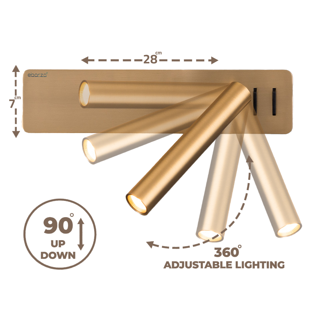 Seed Hotel Style Headboard/ Wall Reading Lamp Seed-WL 23-BR - Wall Lamps - ebarza Furniture UAE | Shop Modern Furniture in Abu Dhabi & Dubai - مفروشات ايبازرا في الامارات | تسوق اثاث عصري وديكورات مميزة في دبي وابوظبي