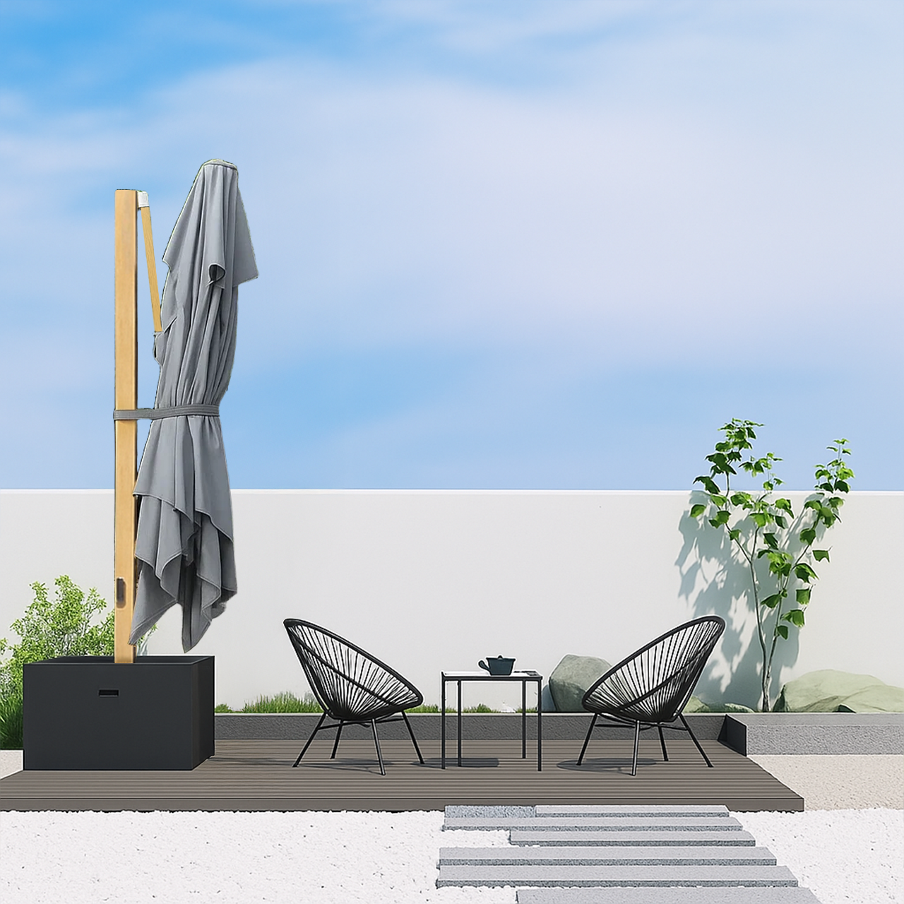 Opal Cantilever Umbrella With Base DC-LUP-117 / DC-BC-136 - Outdoor Umbrellas - ebarza Furniture UAE | Shop Modern Furniture in Abu Dhabi & Dubai - مفروشات ايبازرا في الامارات | تسوق اثاث عصري وديكورات مميزة في دبي وابوظبي