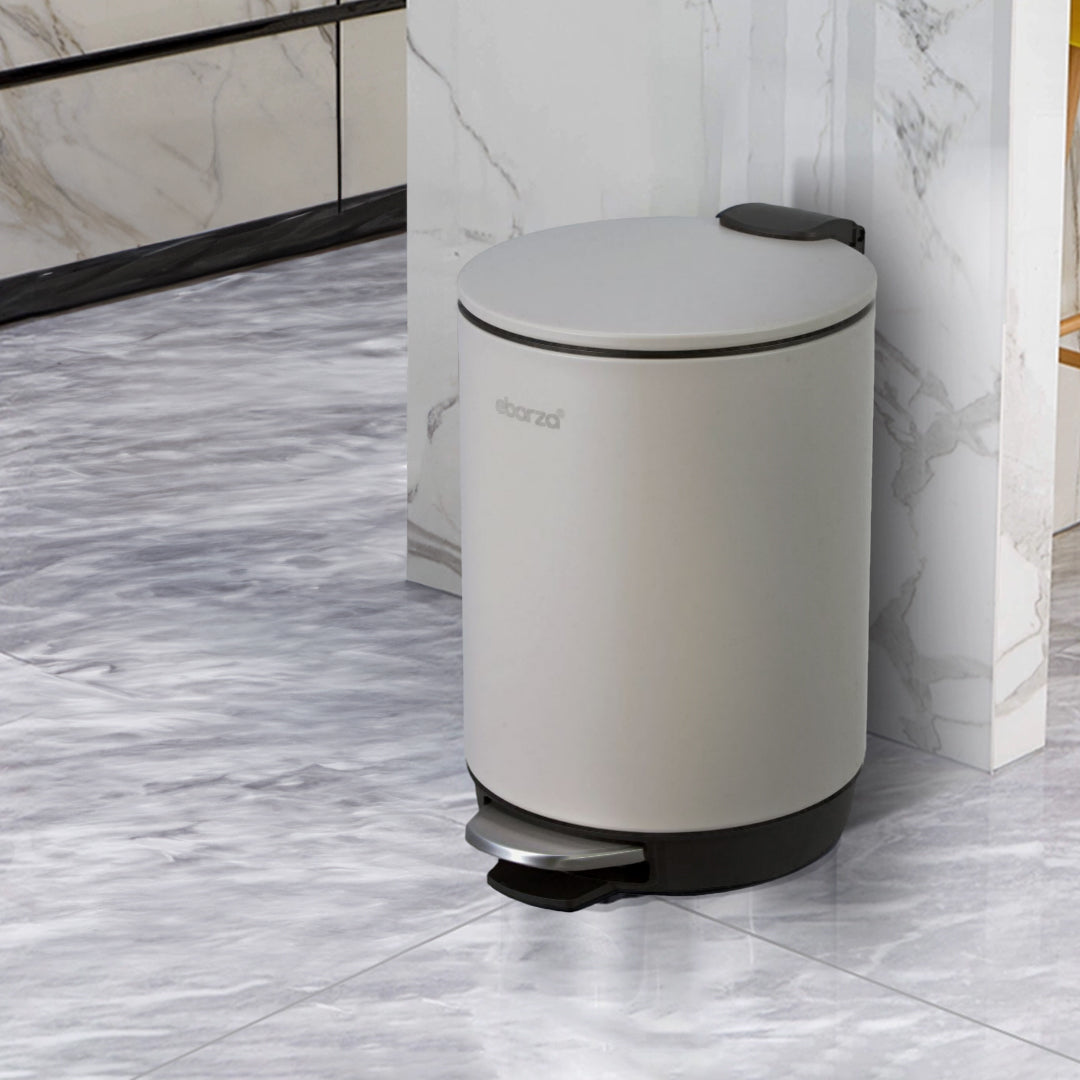 Round High Basement Step Trash Can - 10171P-PP-3L - Gray - Bathroom Accessories - ebarza Furniture UAE | Shop Modern Furniture in Abu Dhabi & Dubai - مفروشات ايبازرا في الامارات | تسوق اثاث عصري وديكورات مميزة في دبي وابوظبي