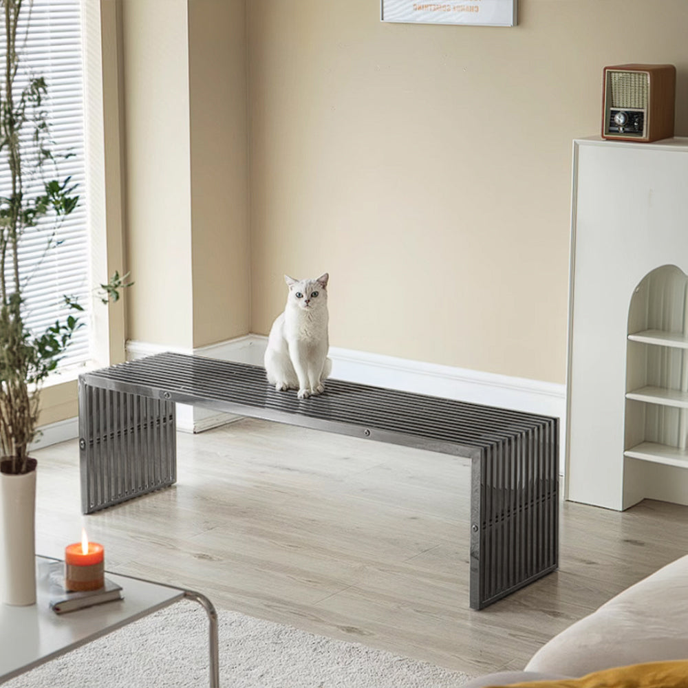 Mid Century Stainless Bench Psh-48-B - Benches - ebarza Furniture UAE | Shop Modern Furniture in Abu Dhabi & Dubai - مفروشات ايبازرا في الامارات | تسوق اثاث عصري وديكورات مميزة في دبي وابوظبي