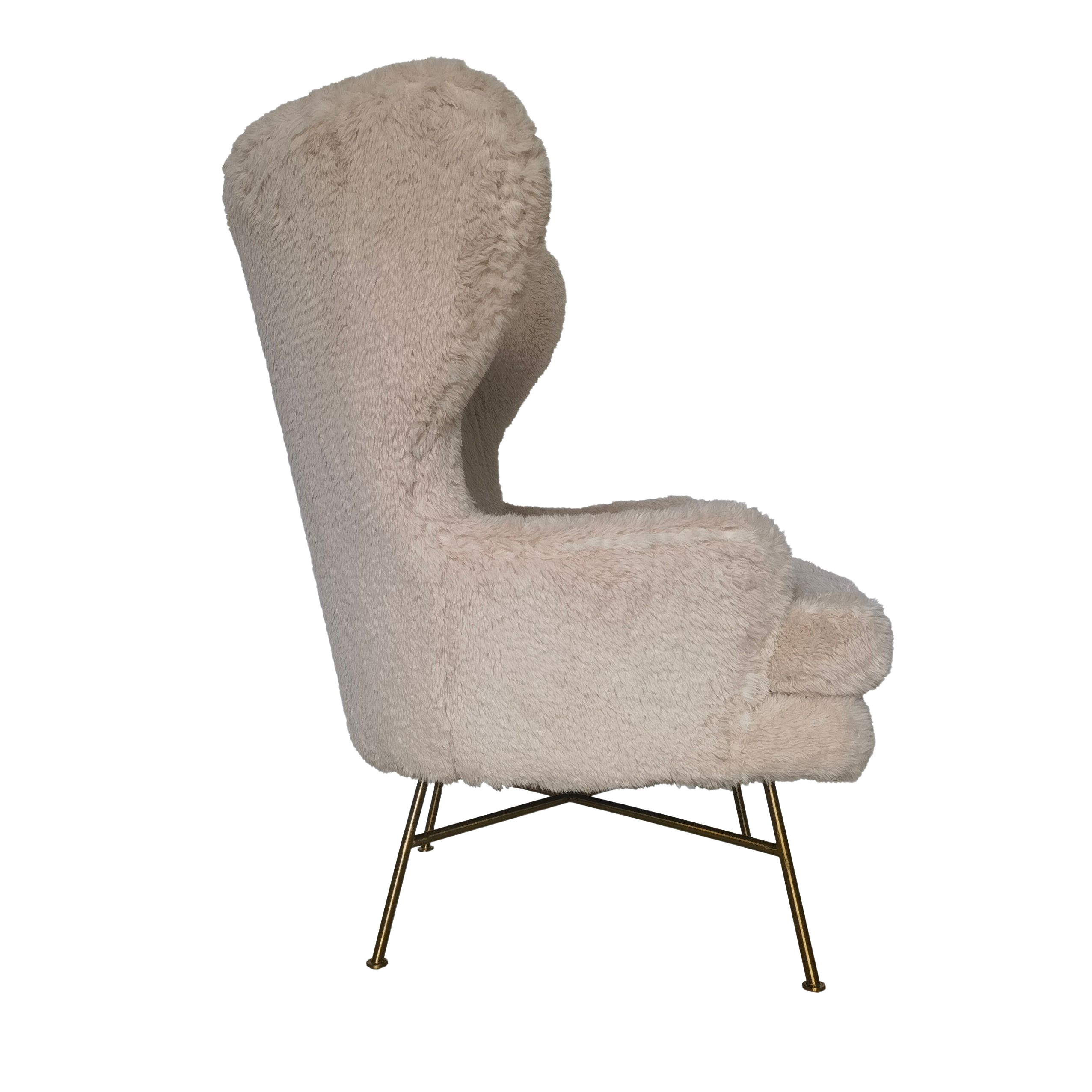 Wing Back Lounge Chair - Tan 19072E -  Lounge Chairs - ebarza Furniture UAE | Shop Modern Furniture in Abu Dhabi & Dubai - مفروشات ايبازرا في الامارات | تسوق اثاث عصري وديكورات مميزة في دبي وابوظبي