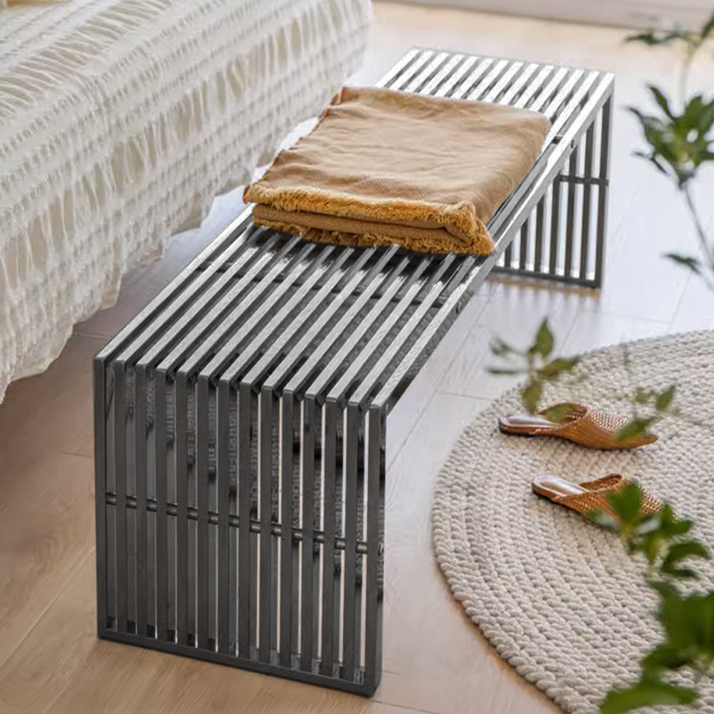 Mid Century Stainless Bench Psh-48-B - Benches - ebarza Furniture UAE | Shop Modern Furniture in Abu Dhabi & Dubai - مفروشات ايبازرا في الامارات | تسوق اثاث عصري وديكورات مميزة في دبي وابوظبي