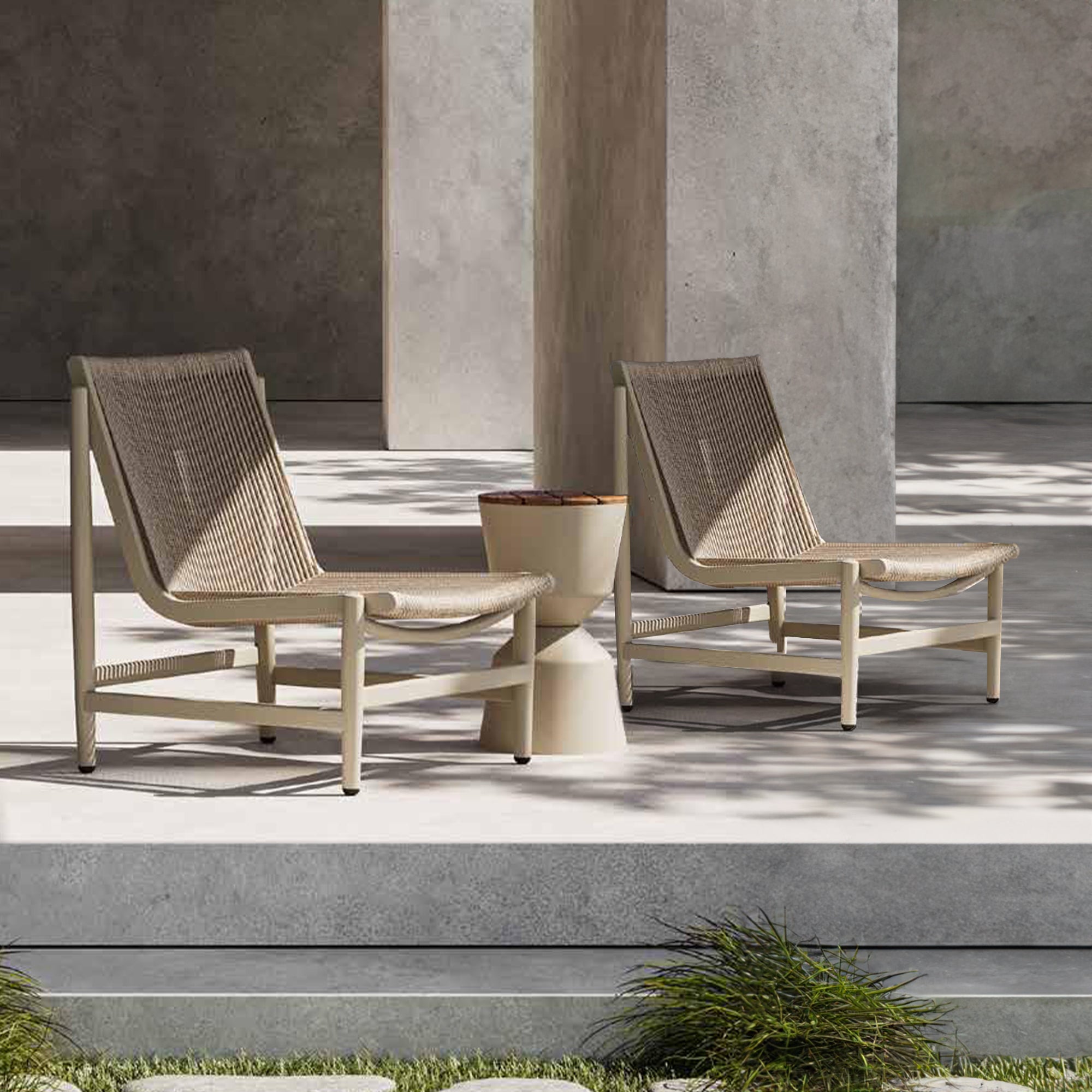 String Outdoor Lounge Chair - KC8608N07ROP - Armchairs - ebarza Furniture UAE | Shop Modern Furniture in Abu Dhabi & Dubai - مفروشات ايبازرا في الامارات | تسوق اثاث عصري وديكورات مميزة في دبي وابوظبي