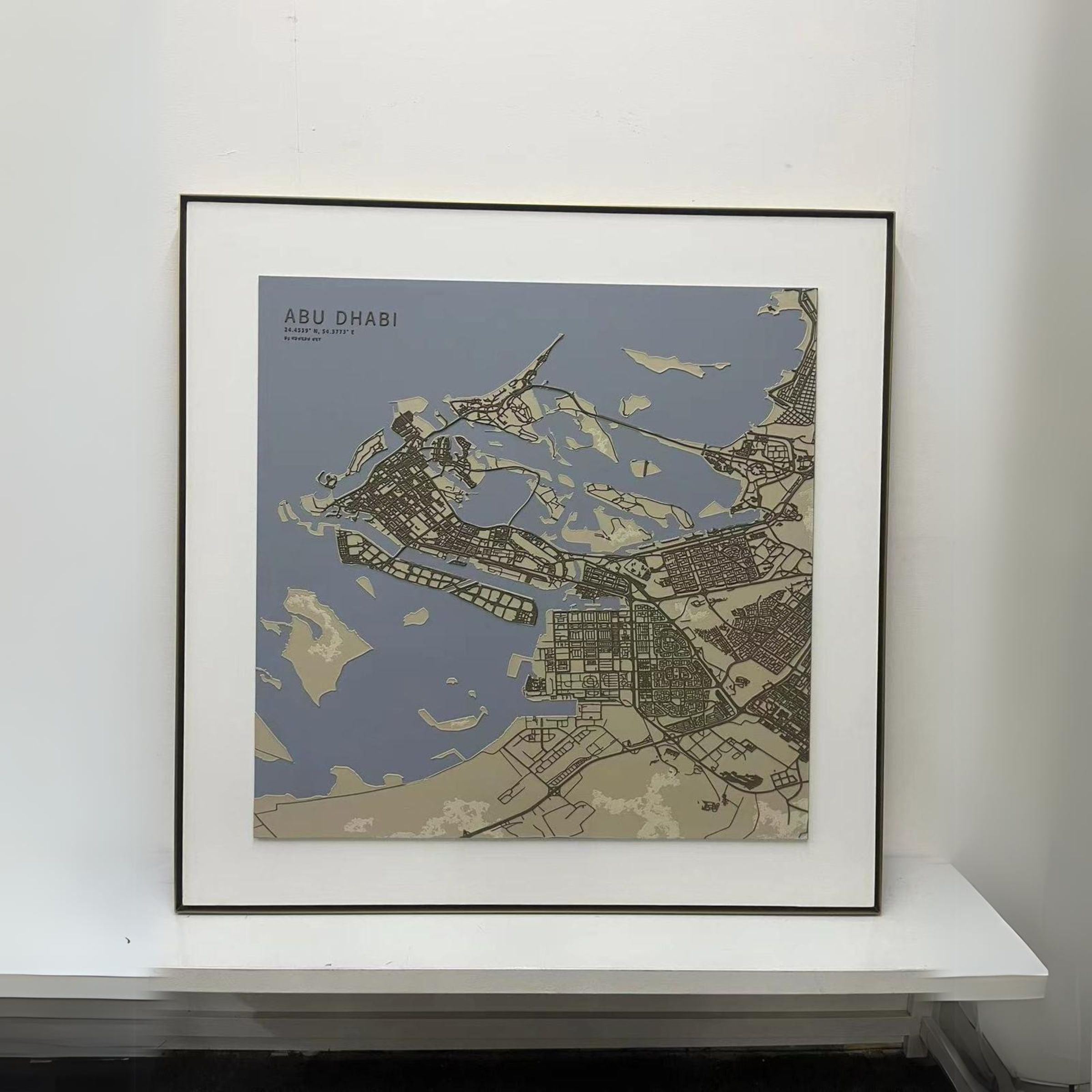 Abu Dhabi Map Handmade Painting 140x140 cm PCA-007-Abu Dhabi - Paintings - ebarza Furniture UAE | Shop Modern Furniture in Abu Dhabi & Dubai - مفروشات ايبازرا في الامارات | تسوق اثاث عصري وديكورات مميزة في دبي وابوظبي