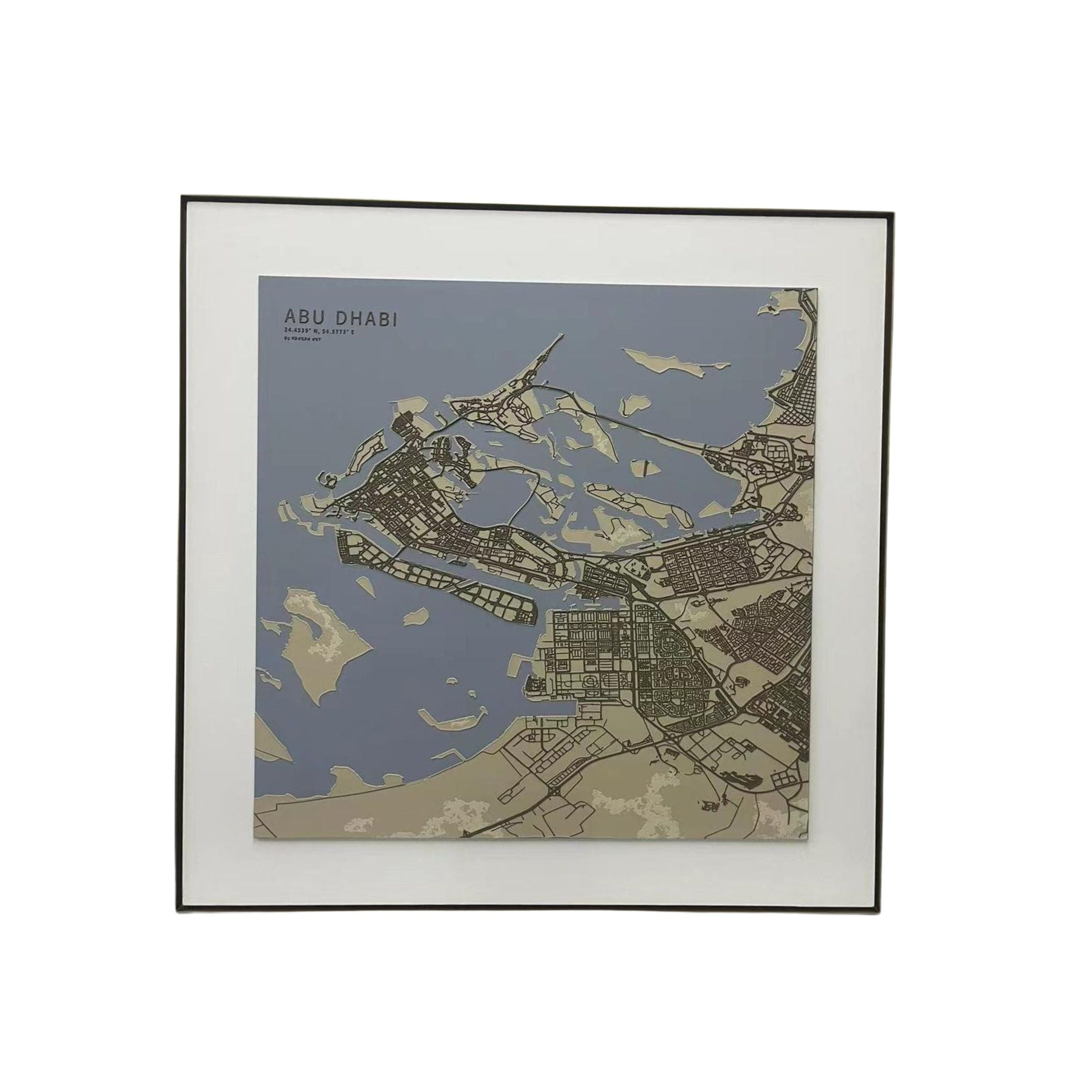 Abu Dhabi Map Handmade Painting 140x140 cm PCA-007-Abu Dhabi -  Paintings - ebarza Furniture UAE | Shop Modern Furniture in Abu Dhabi & Dubai - مفروشات ايبازرا في الامارات | تسوق اثاث عصري وديكورات مميزة في دبي وابوظبي