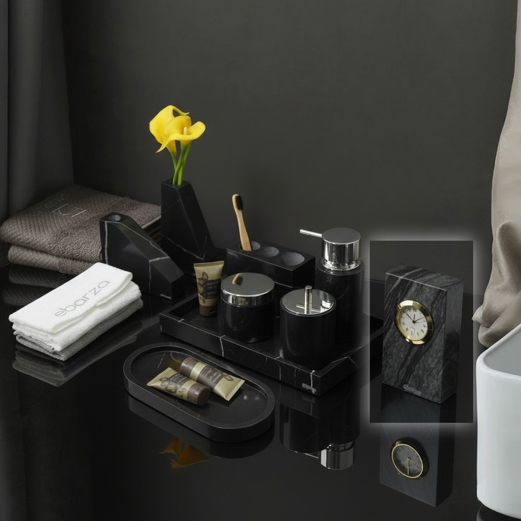 Ancient Wood Grain Marble Small Table Clock TCA891 - Clocks - ebarza Furniture UAE | Shop Modern Furniture in Abu Dhabi & Dubai - مفروشات ايبازرا في الامارات | تسوق اثاث عصري وديكورات مميزة في دبي وابوظبي