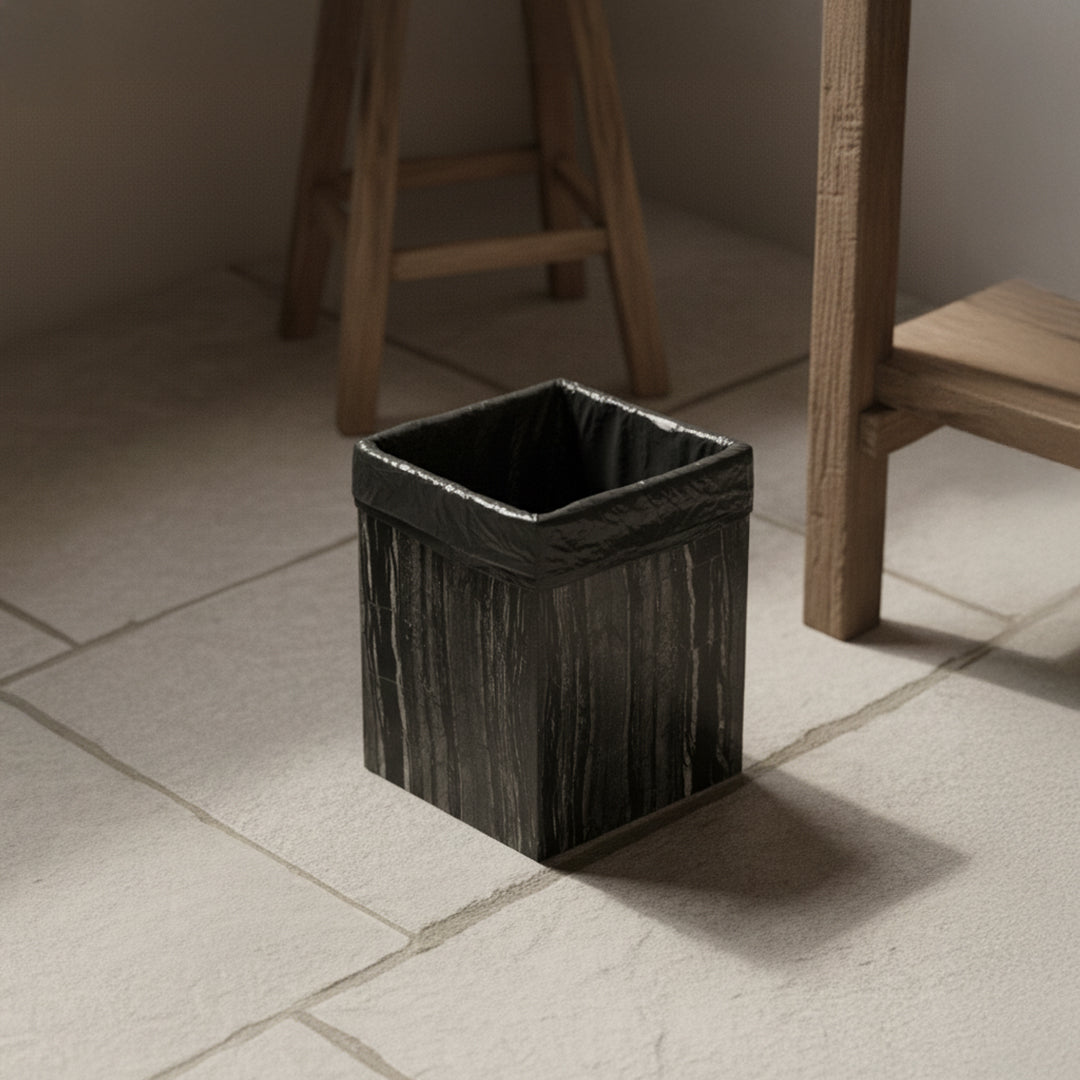 Ancient Wood Grain Marble Trash Can SBK891-8 - Bathroom Accessories - ebarza Furniture UAE | Shop Modern Furniture in Abu Dhabi & Dubai - مفروشات ايبازرا في الامارات | تسوق اثاث عصري وديكورات مميزة في دبي وابوظبي