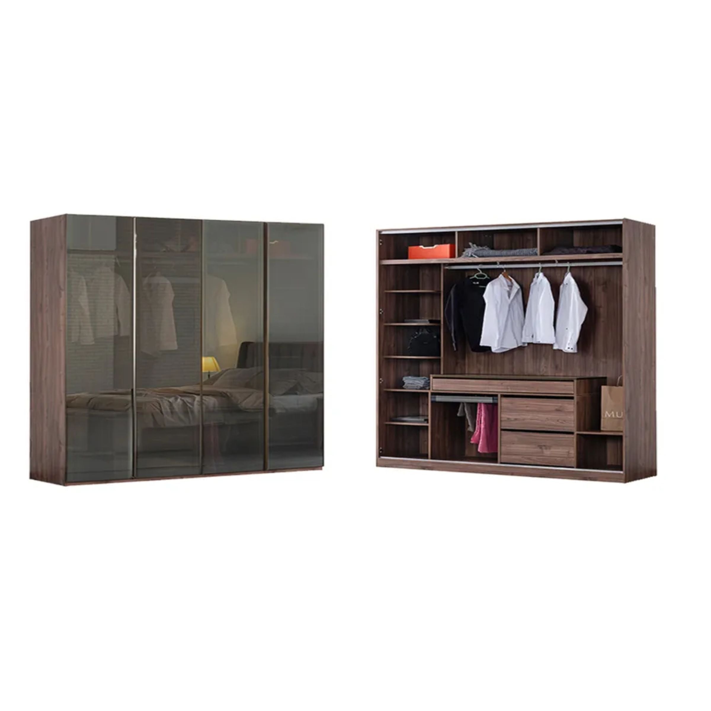 Antik 200 cm 4 Door Wardrobe AKYL-ATK200 -  Cabinets - ebarza Furniture UAE | Shop Modern Furniture in Abu Dhabi & Dubai - مفروشات ايبازرا في الامارات | تسوق اثاث عصري وديكورات مميزة في دبي وابوظبي