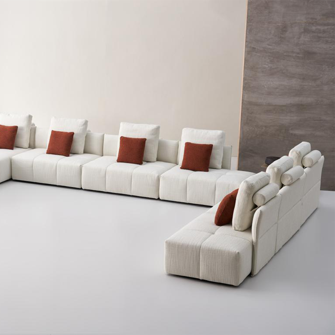 Puzzle Modular long Fabric Metal Handrail - SF080-B - Sofas - ebarza Furniture UAE | Shop Modern Furniture in Abu Dhabi & Dubai - مفروشات ايبازرا في الامارات | تسوق اثاث عصري وديكورات مميزة في دبي وابوظبي