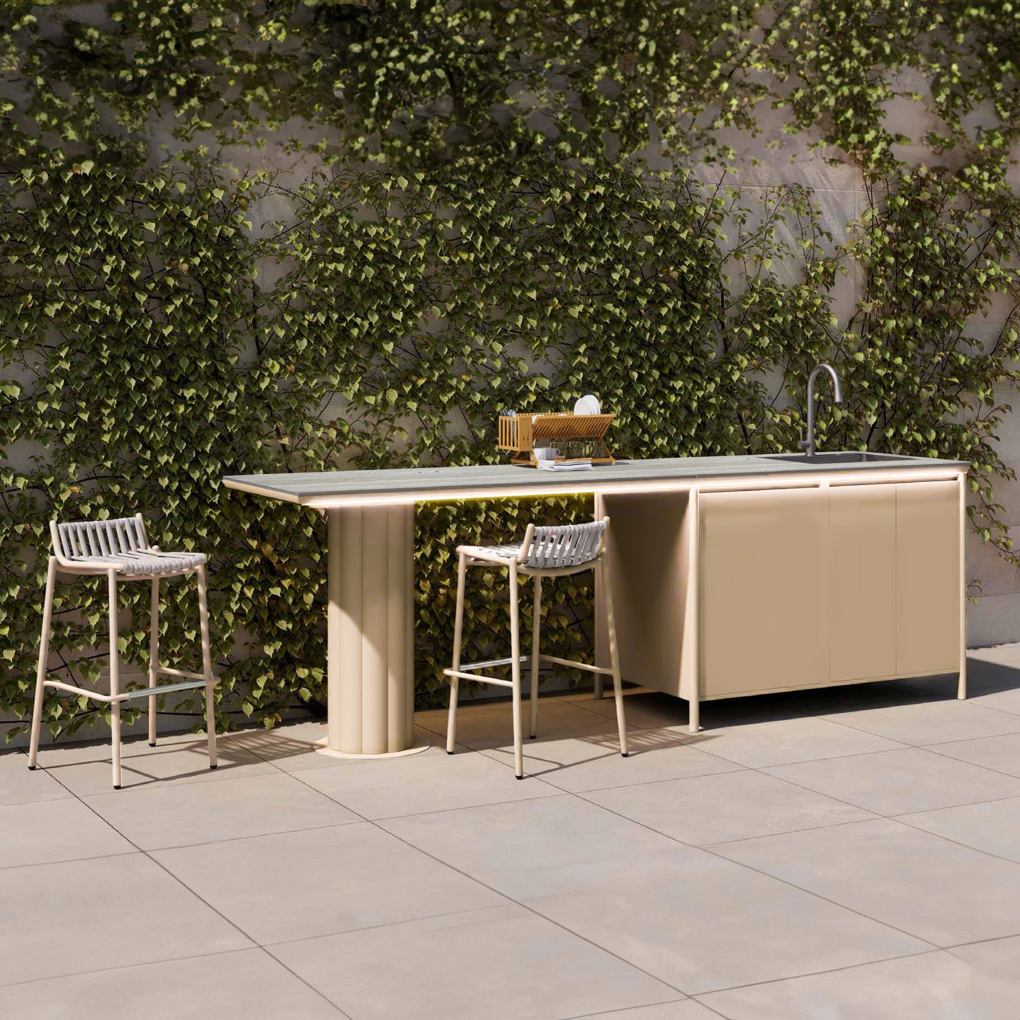 Lagoon Outdoor Cabinet with Ceramic Top - C004009 AKC004009 - Outdoor Furniture Sets - ebarza Furniture UAE | Shop Modern Furniture in Abu Dhabi & Dubai - مفروشات ايبازرا في الامارات | تسوق اثاث عصري وديكورات مميزة في دبي وابوظبي
