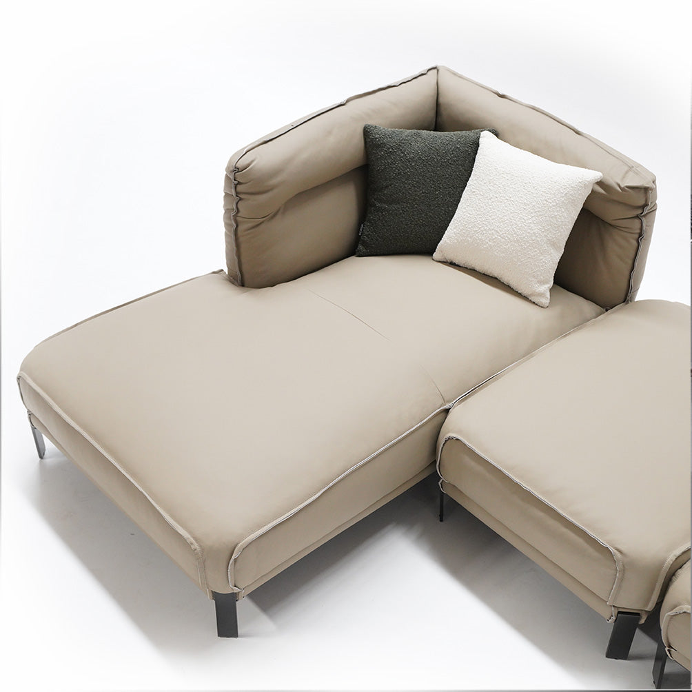 Leather High Rebound L shape Sponge Sofa K60 -  Sofa - ebarza Furniture UAE | Shop Modern Furniture in Abu Dhabi & Dubai - مفروشات ايبازرا في الامارات | تسوق اثاث عصري وديكورات مميزة في دبي وابوظبي