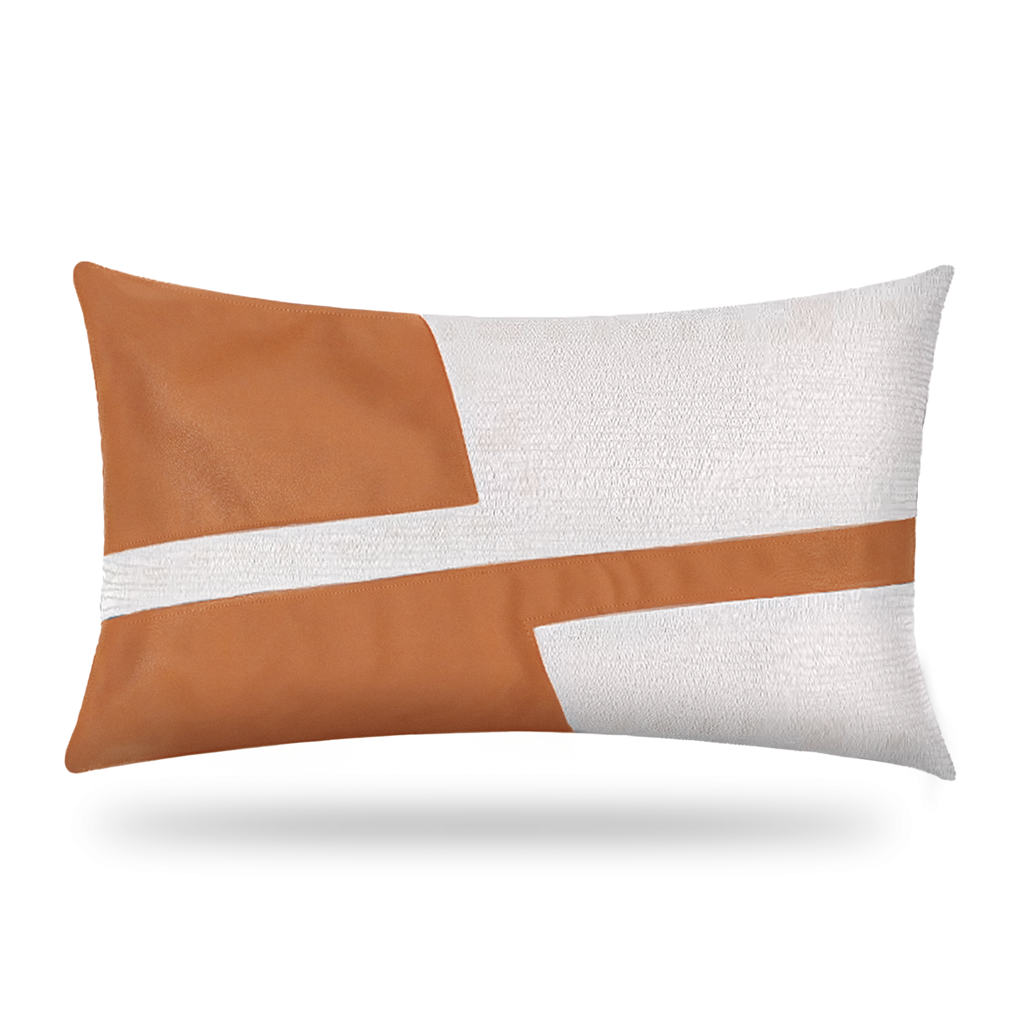 30x50cm Orange and White Leather Waist pillow YZ2356-Orange -  Cushions - ebarza Furniture UAE | Shop Modern Furniture in Abu Dhabi & Dubai - مفروشات ايبازرا في الامارات | تسوق اثاث عصري وديكورات مميزة في دبي وابوظبي