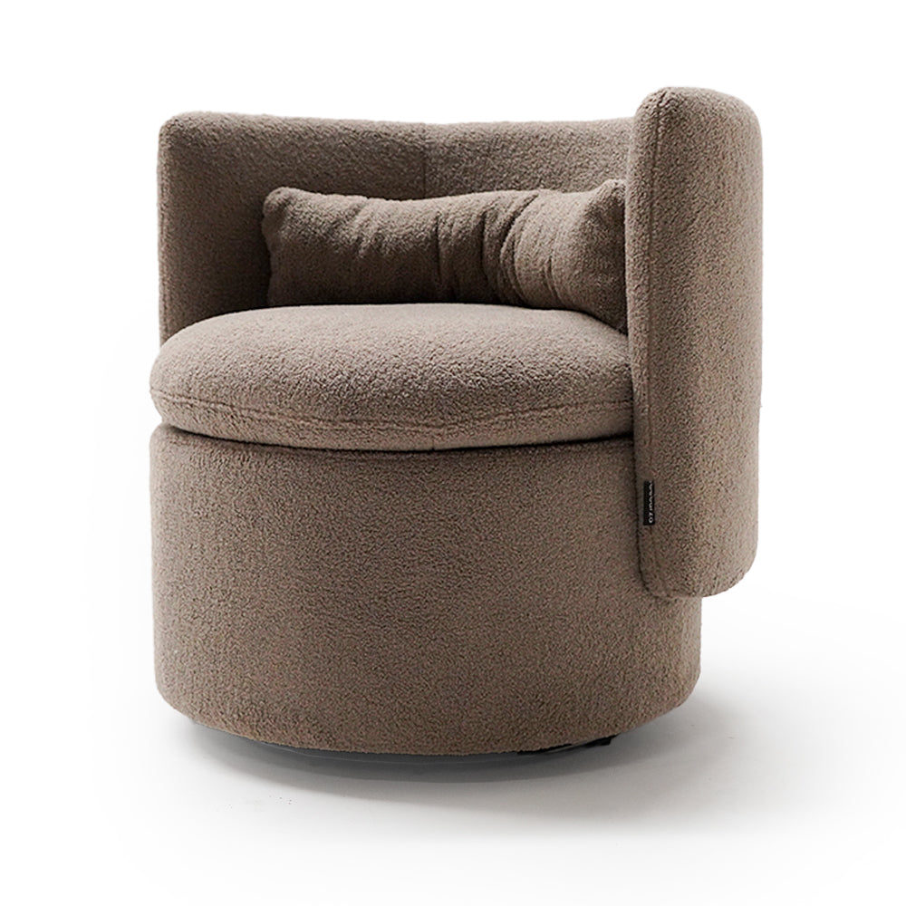 Round Back Swivel Chair - Brown 18103-01E -  Armchairs - ebarza Furniture UAE | Shop Modern Furniture in Abu Dhabi & Dubai - مفروشات ايبازرا في الامارات | تسوق اثاث عصري وديكورات مميزة في دبي وابوظبي
