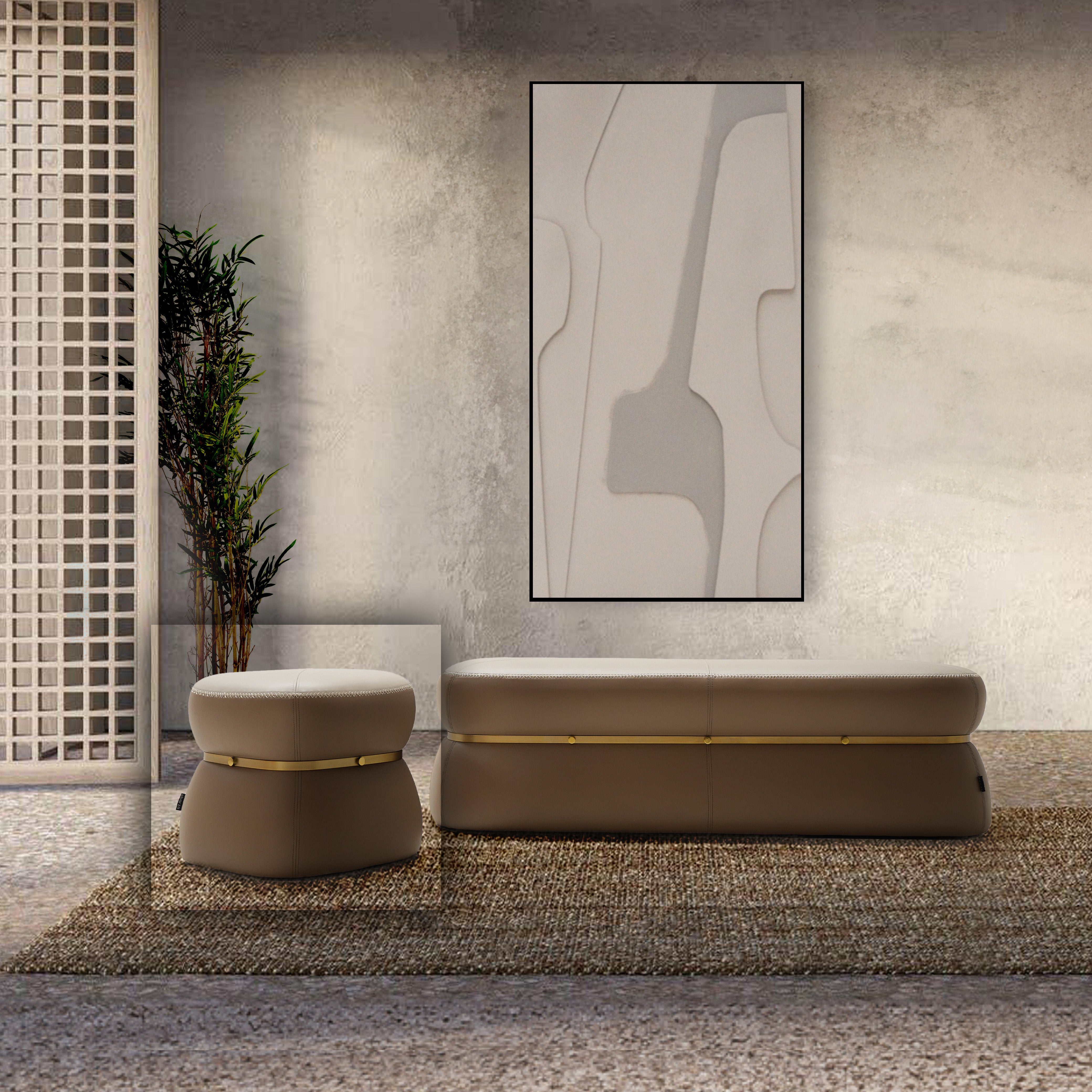 Nappa Pouf BC708-1 Light brown - Poufs - ebarza Furniture UAE | Shop Modern Furniture in Abu Dhabi & Dubai - مفروشات ايبازرا في الامارات | تسوق اثاث عصري وديكورات مميزة في دبي وابوظبي