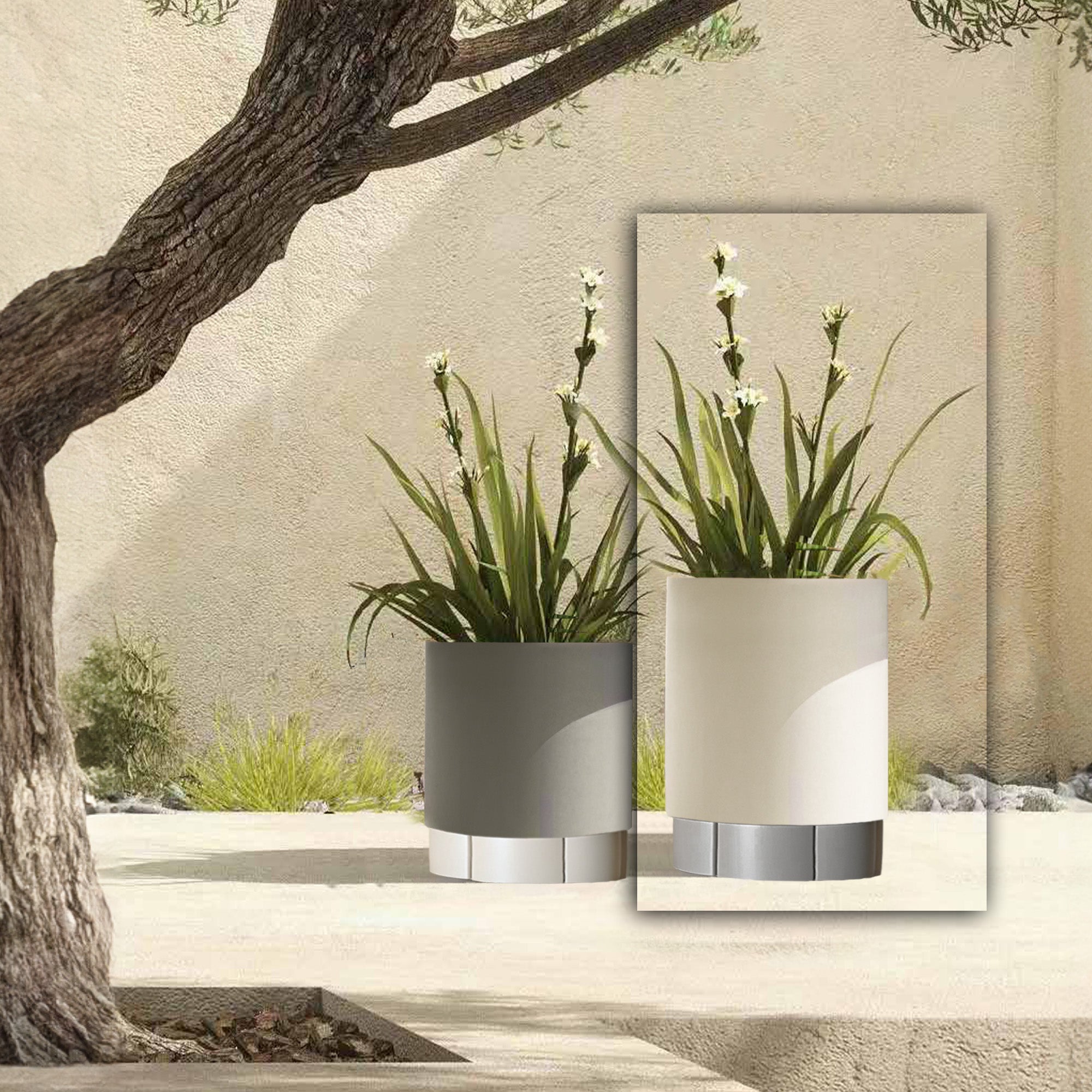 Alu Indoor/Outdoor Planter Box 49.5cm - KH8602A51ALU-BeigeTop - Planter Boxes - ebarza Furniture UAE | Shop Modern Furniture in Abu Dhabi & Dubai - مفروشات ايبازرا في الامارات | تسوق اثاث عصري وديكورات مميزة في دبي وابوظبي