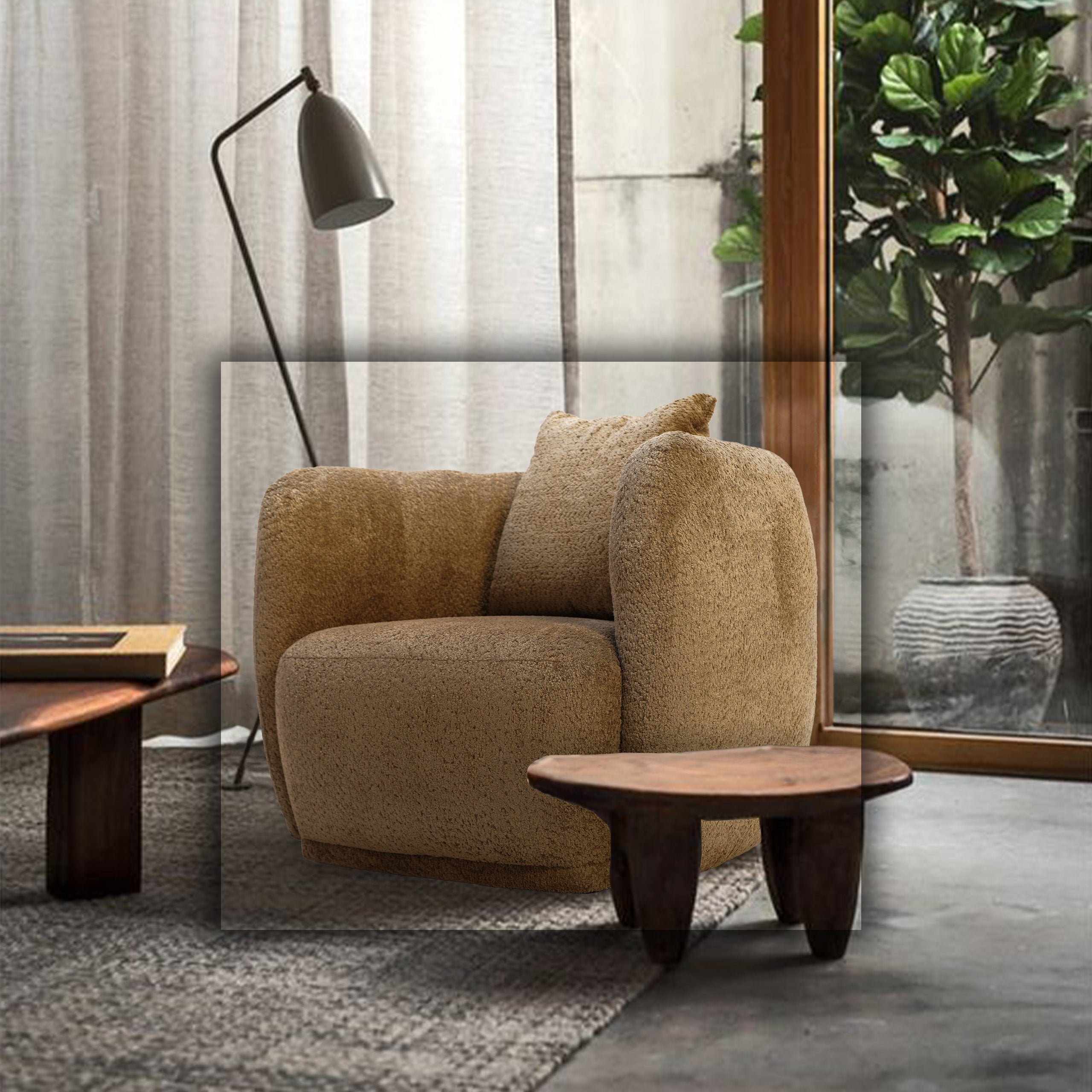Crown Armchair SBRN-CRN1S- Light Brown -  Lounge Chairs - ebarza Furniture UAE | Shop Modern Furniture in Abu Dhabi & Dubai - مفروشات ايبازرا في الامارات | تسوق اثاث عصري وديكورات مميزة في دبي وابوظبي