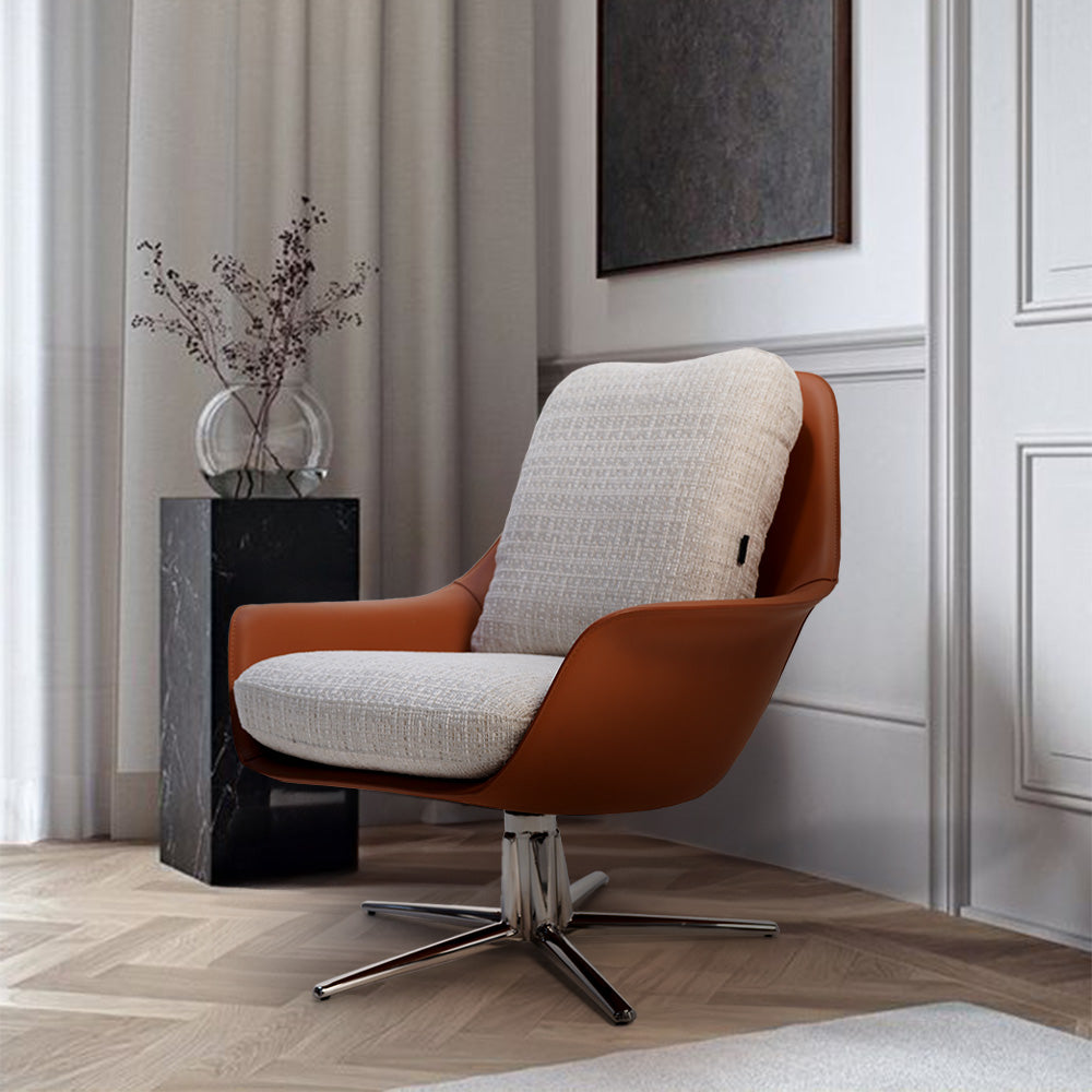 Swivel Serenity Shiny Stainless Steel Swivel Lounge Chair DJ610 / PZ-208-L -  Lounge Chairs - ebarza Furniture UAE | Shop Modern Furniture in Abu Dhabi & Dubai - مفروشات ايبازرا في الامارات | تسوق اثاث عصري وديكورات مميزة في دبي وابوظبي