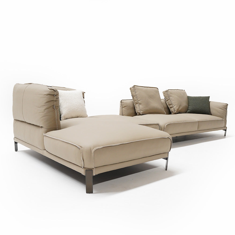 Leather High Rebound L shape Sponge Sofa K60 -  Sofa - ebarza Furniture UAE | Shop Modern Furniture in Abu Dhabi & Dubai - مفروشات ايبازرا في الامارات | تسوق اثاث عصري وديكورات مميزة في دبي وابوظبي