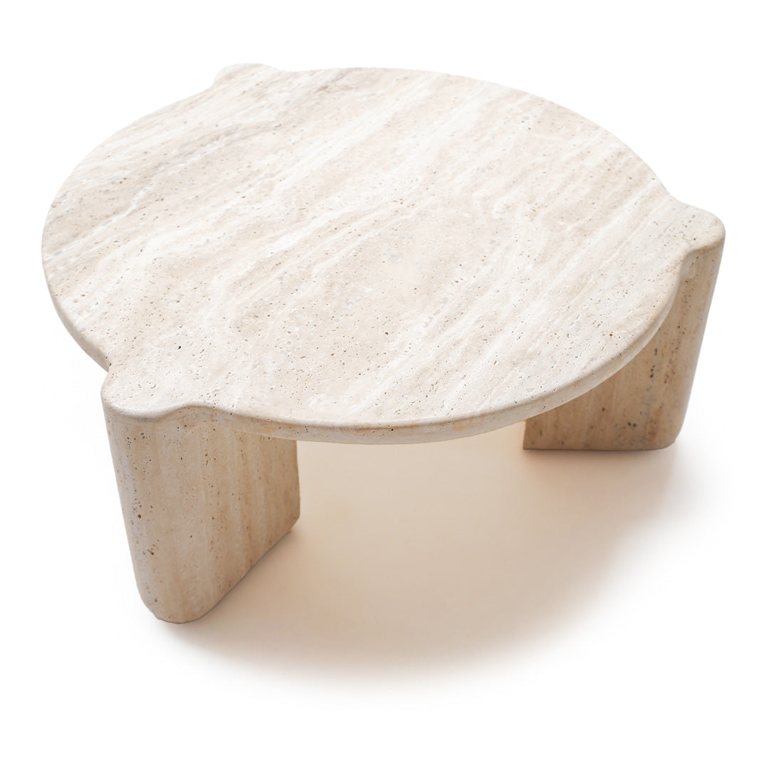 White Travertine Coffee Table DJ1058 -  Coffee Tables - ebarza Furniture UAE | Shop Modern Furniture in Abu Dhabi & Dubai - مفروشات ايبازرا في الامارات | تسوق اثاث عصري وديكورات مميزة في دبي وابوظبي