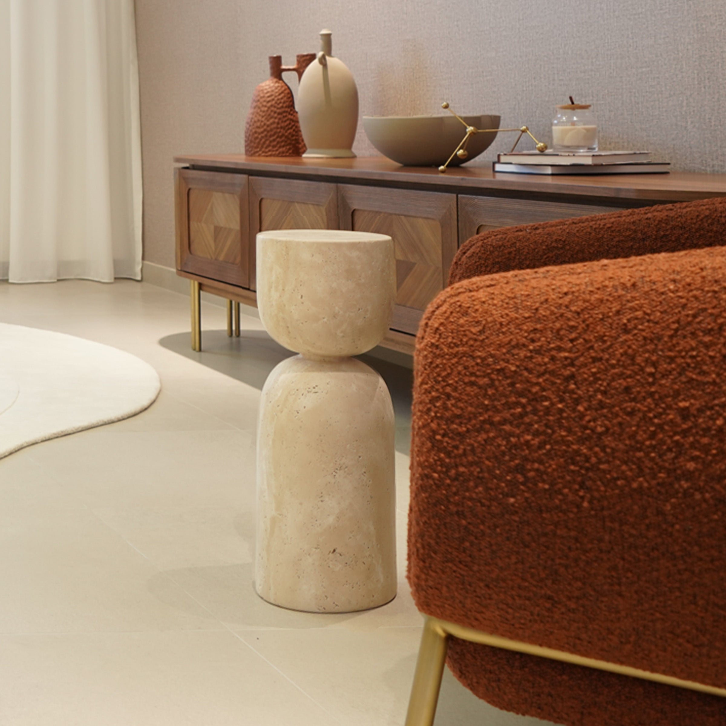 Chess Natural Beige Travertine Side Table JA012-A - Side Tables - ebarza Furniture UAE | Shop Modern Furniture in Abu Dhabi & Dubai - مفروشات ايبازرا في الامارات | تسوق اثاث عصري وديكورات مميزة في دبي وابوظبي