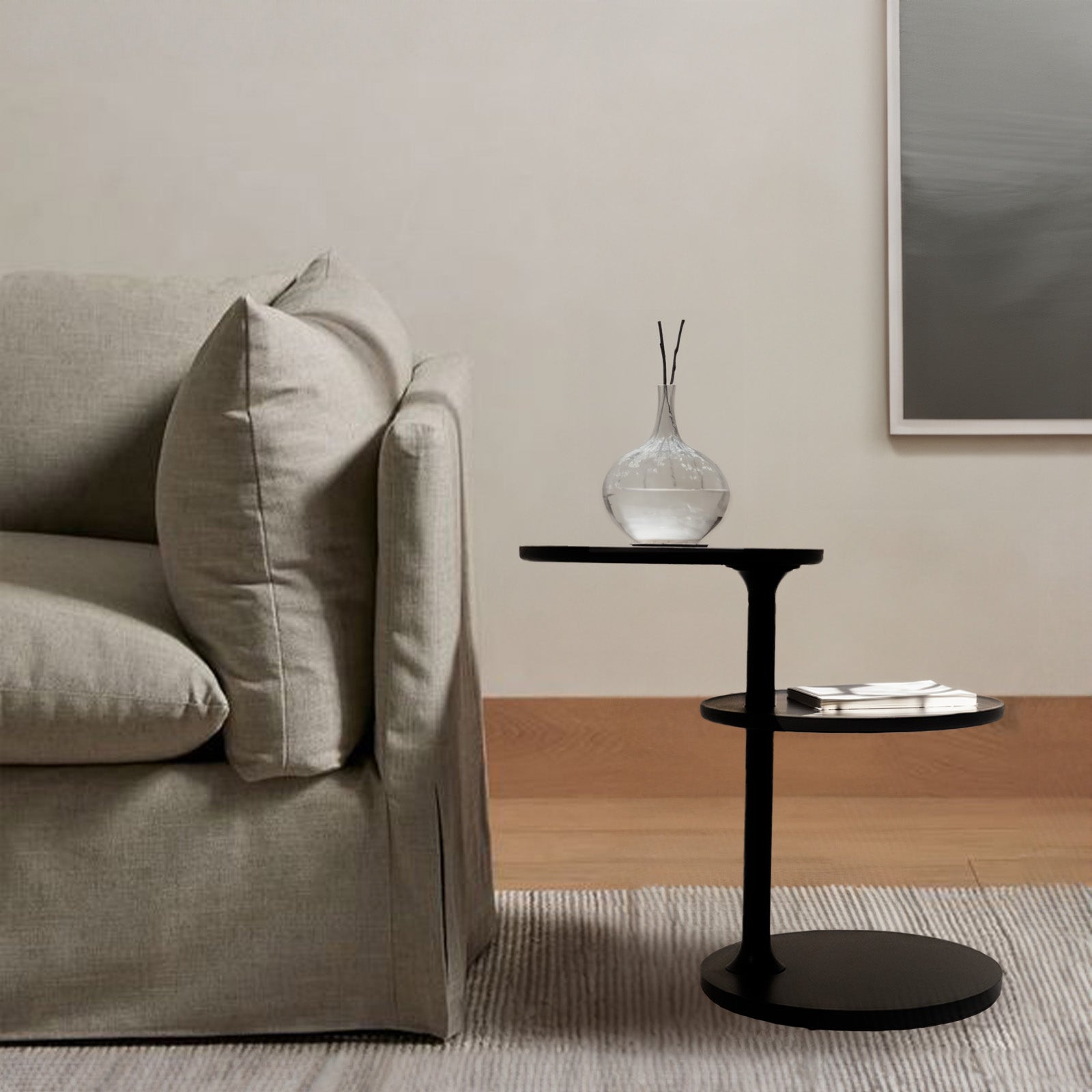 Merla Eclipse Solid Wood Metal Base SIDE TABLE LT058 -  Side Tables - ebarza Furniture UAE | Shop Modern Furniture in Abu Dhabi & Dubai - مفروشات ايبازرا في الامارات | تسوق اثاث عصري وديكورات مميزة في دبي وابوظبي